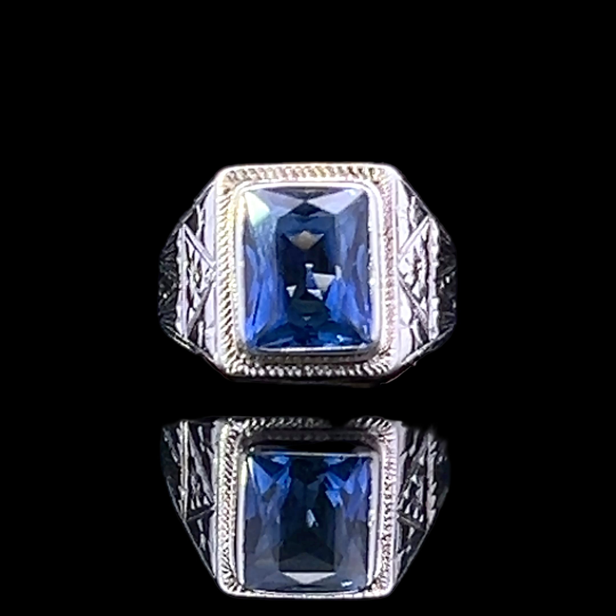 Stella 10K Two-Tone Lab Created Sapphire Ring