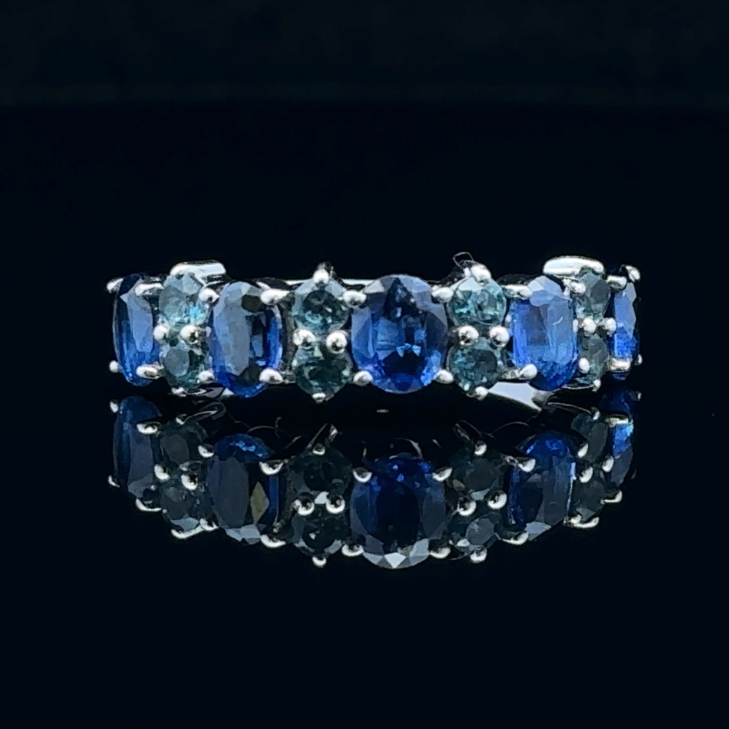 Alaiya White Silver Contemporary Fashion Ring with London Blue Topaz and Kyanite