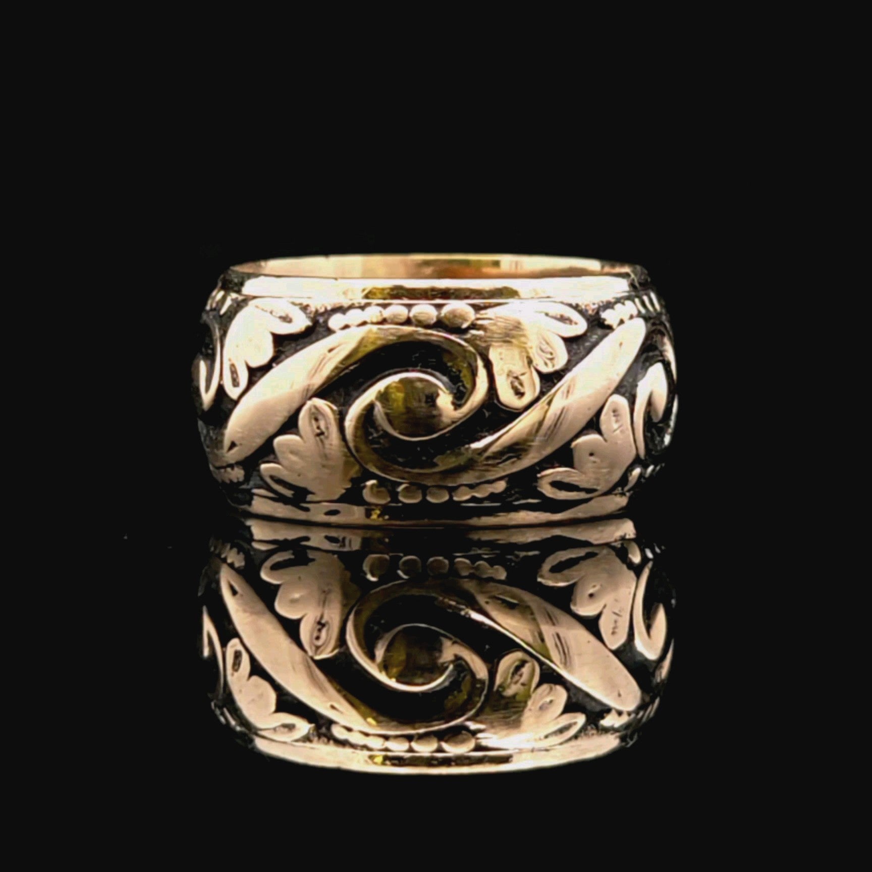 Florence Yellow 14K Antiqued Wide Wedding Band