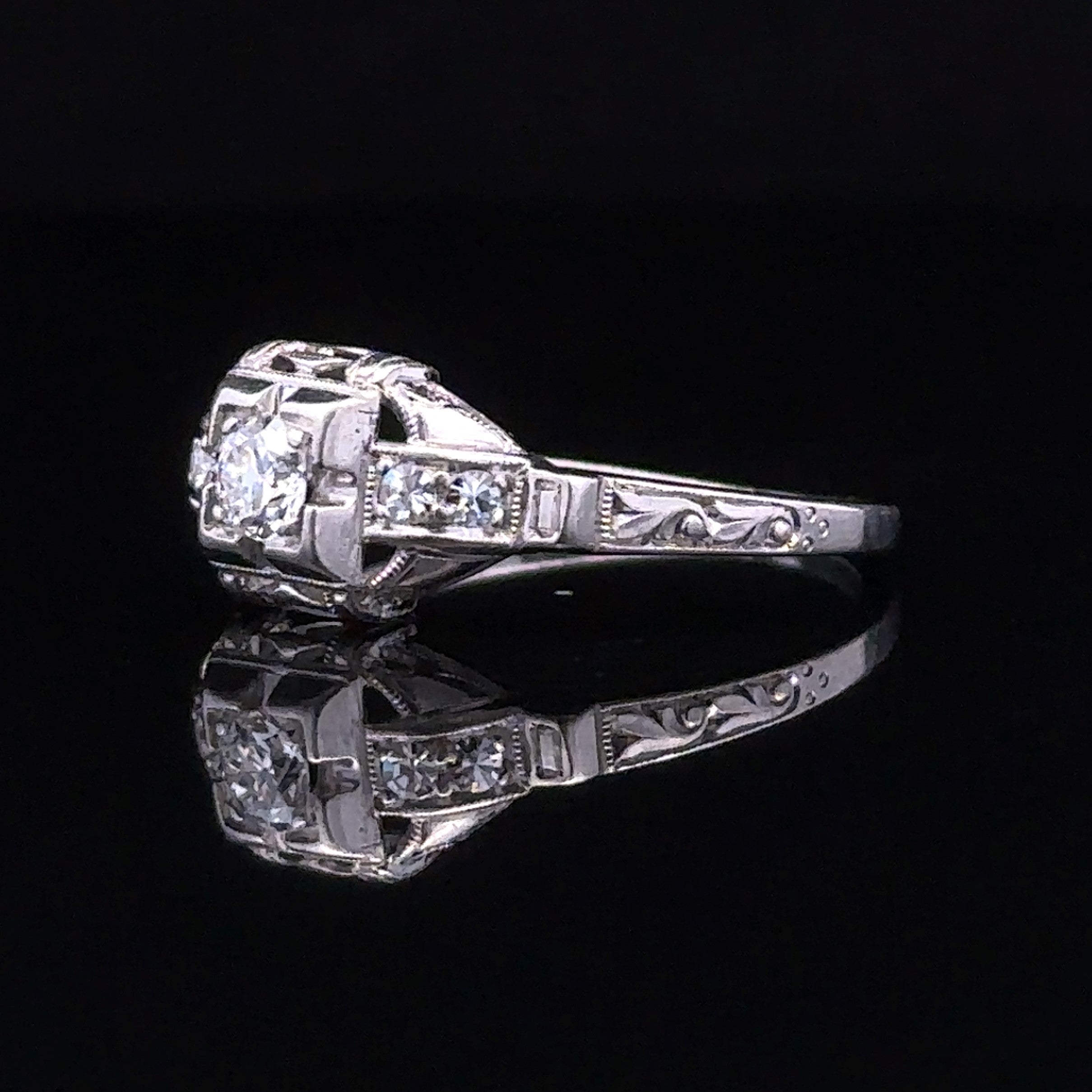 Vera White Platinum Engagement Ring with 7 Stones