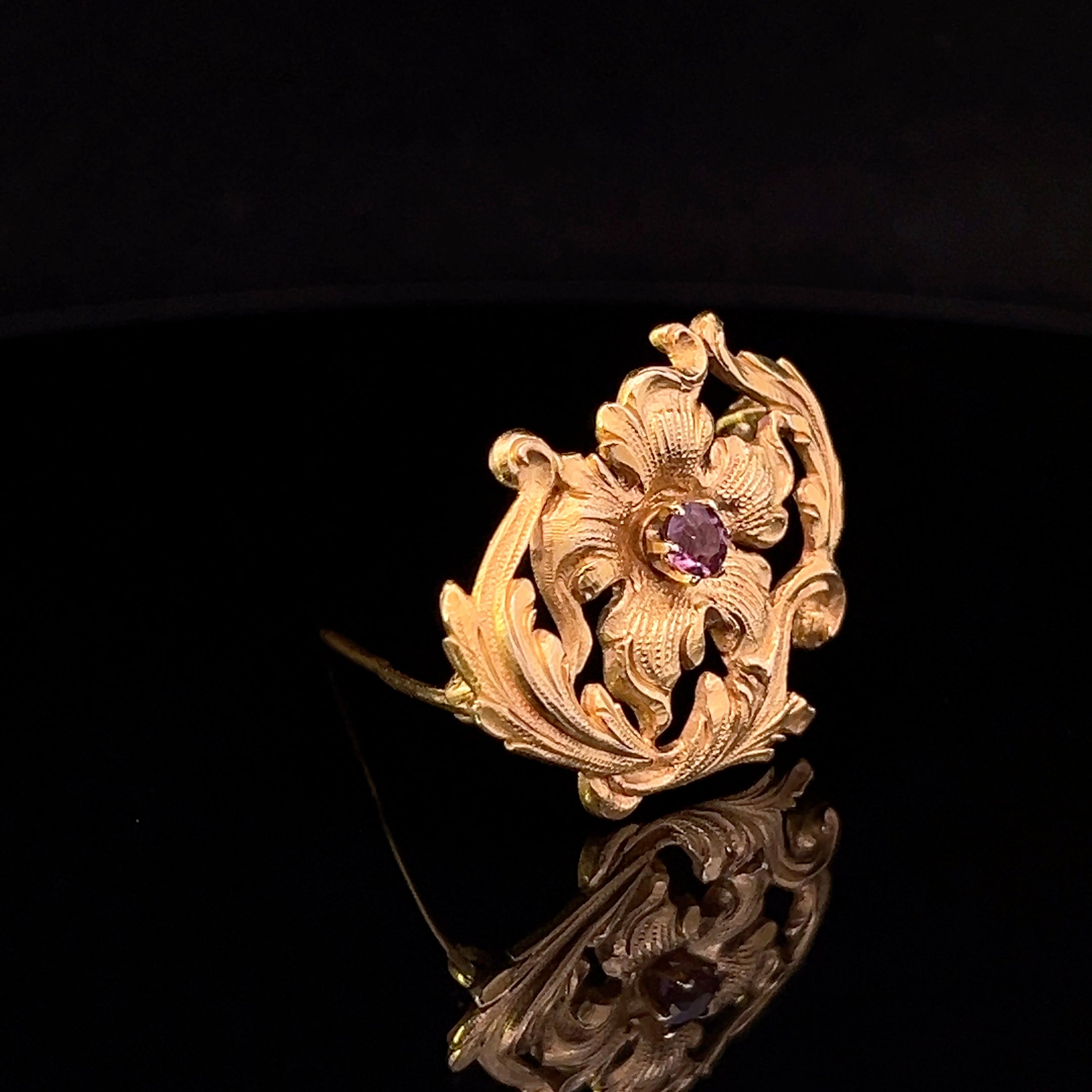 Keilani 14K Yellow Gold Amethyst Flower Pin