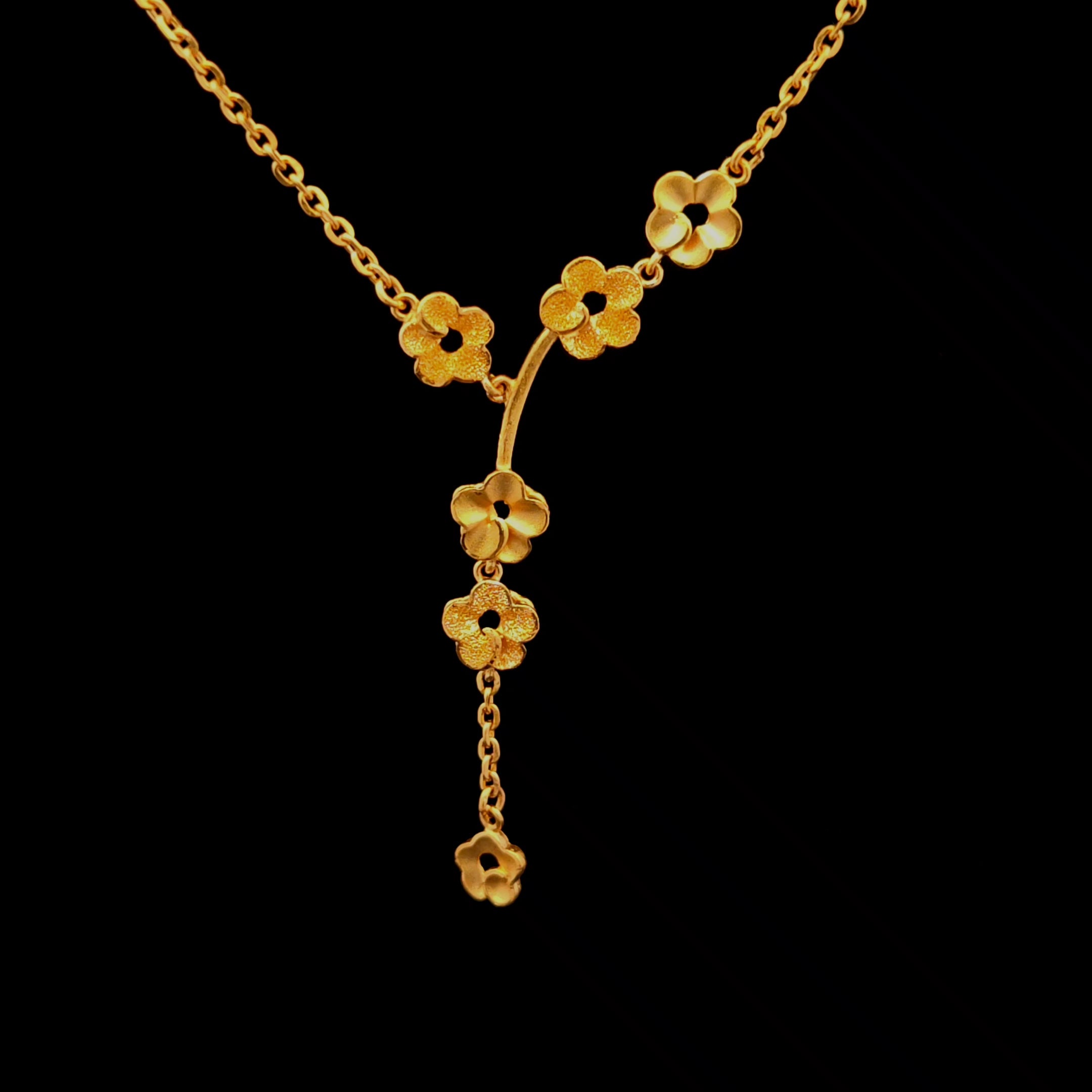 Flora 22KY Multi Flower Lariat Necklace