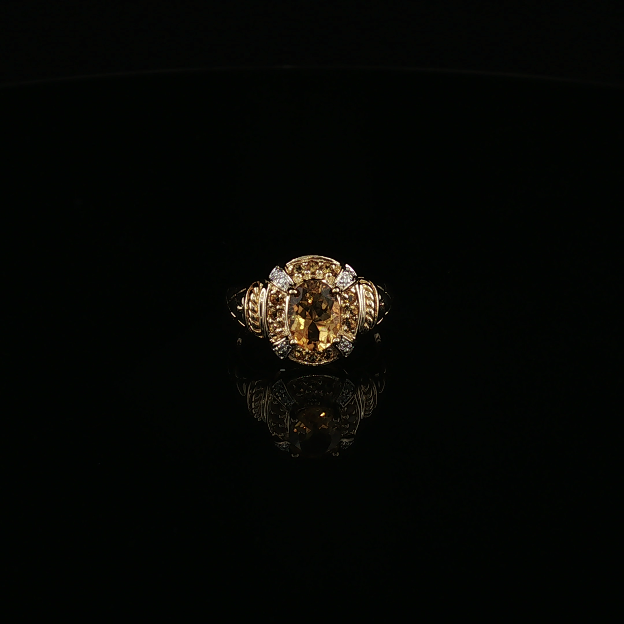 Bess 14K Two-Tone Citrine Halo Ring