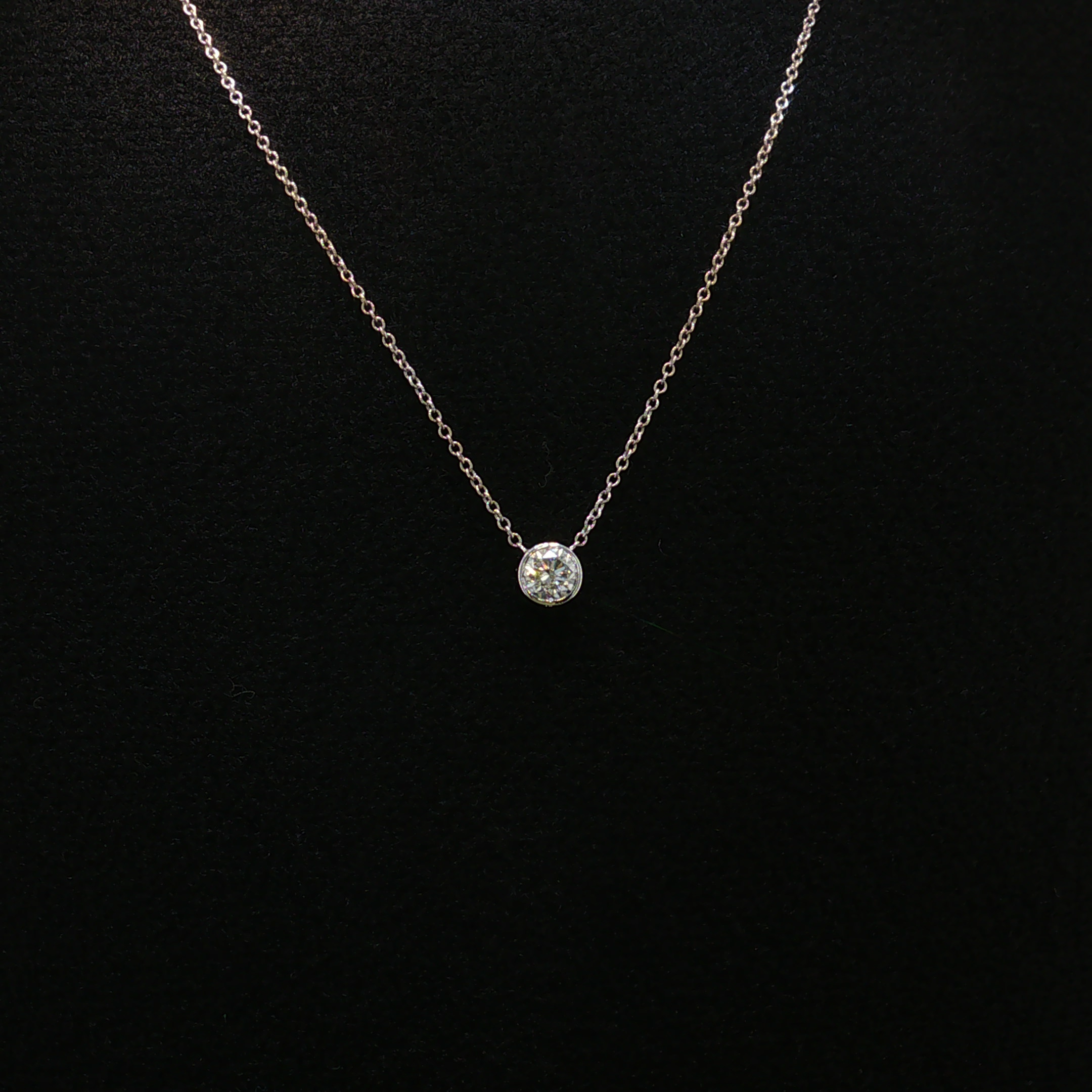 Ione 14K White Gold Bezel Set Diamond Necklace