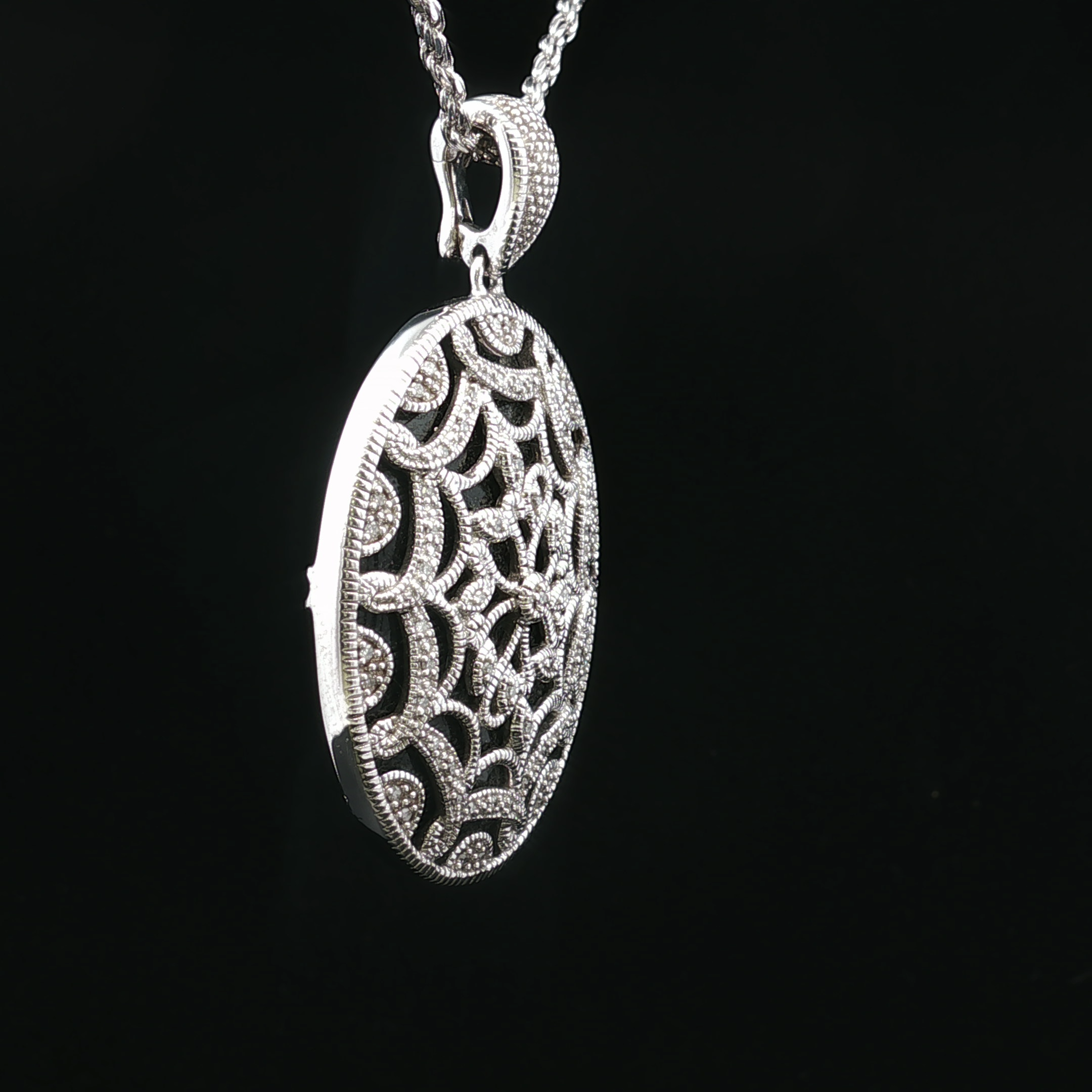 Francesine Sterling Silver Black Stone Necklace