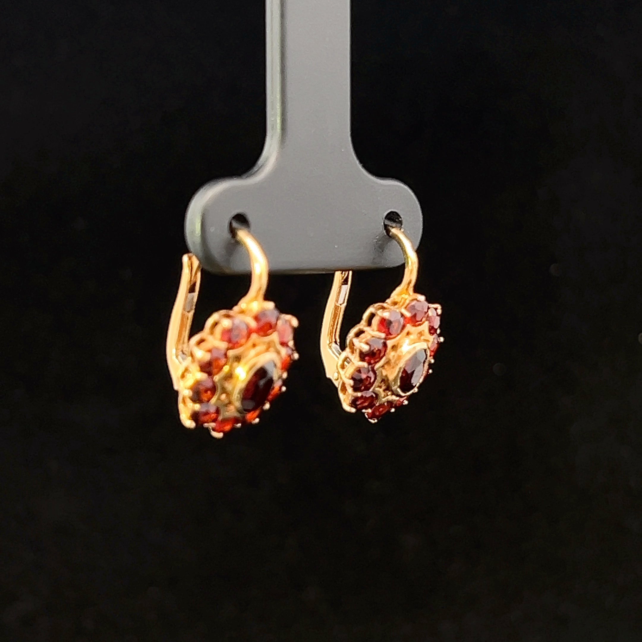 Rebecca 18K Yellow Gold Garnet Dangle Earrings