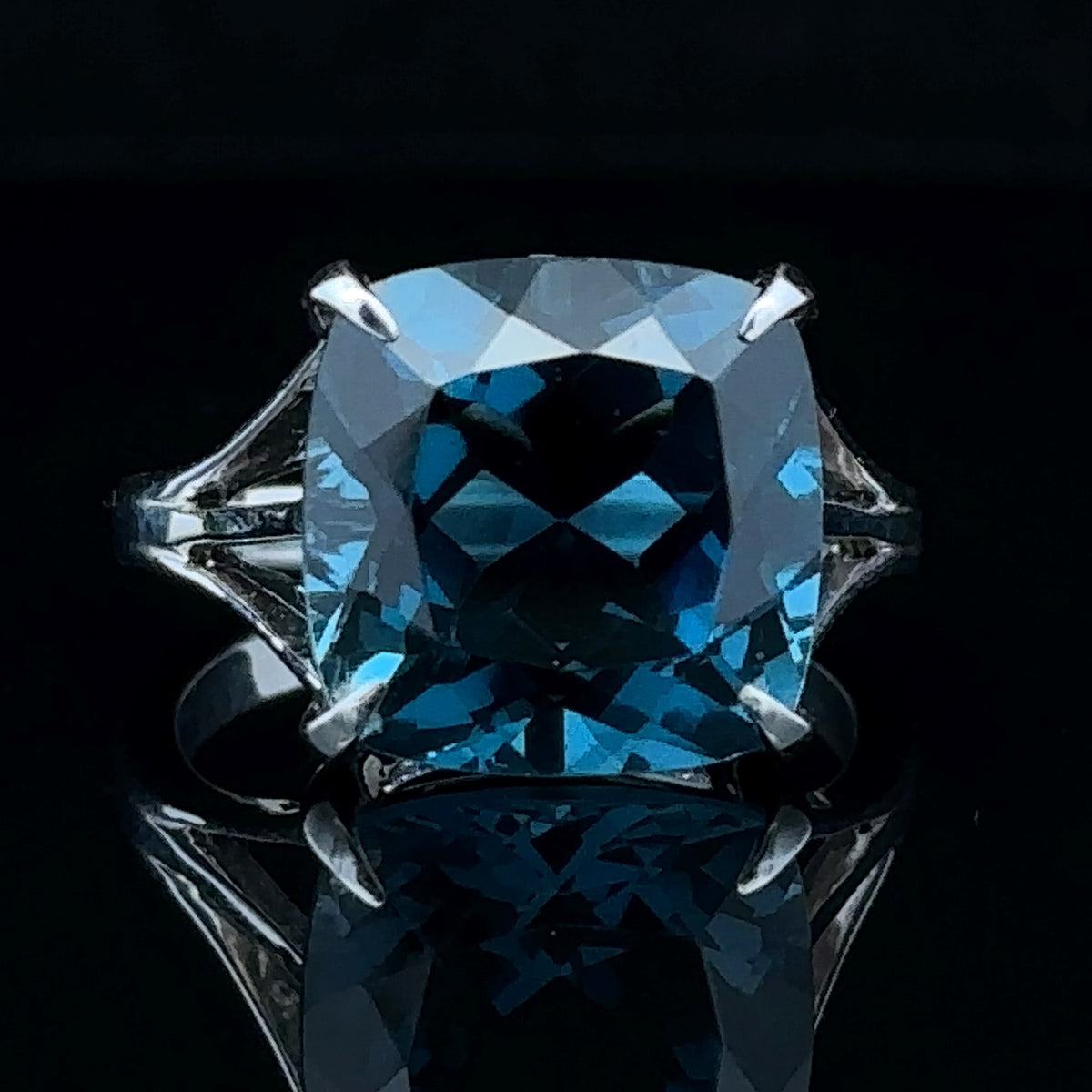 Madisyn White Silver Contemporary Fashion Ring with London Blue Topaz