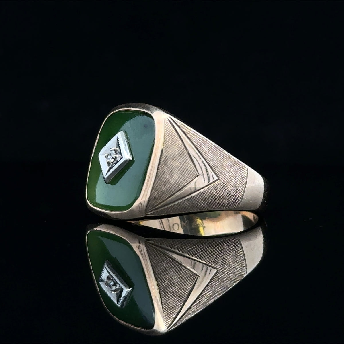 Gracelynn 10K Yellow Gold Jade and Diamond Ring