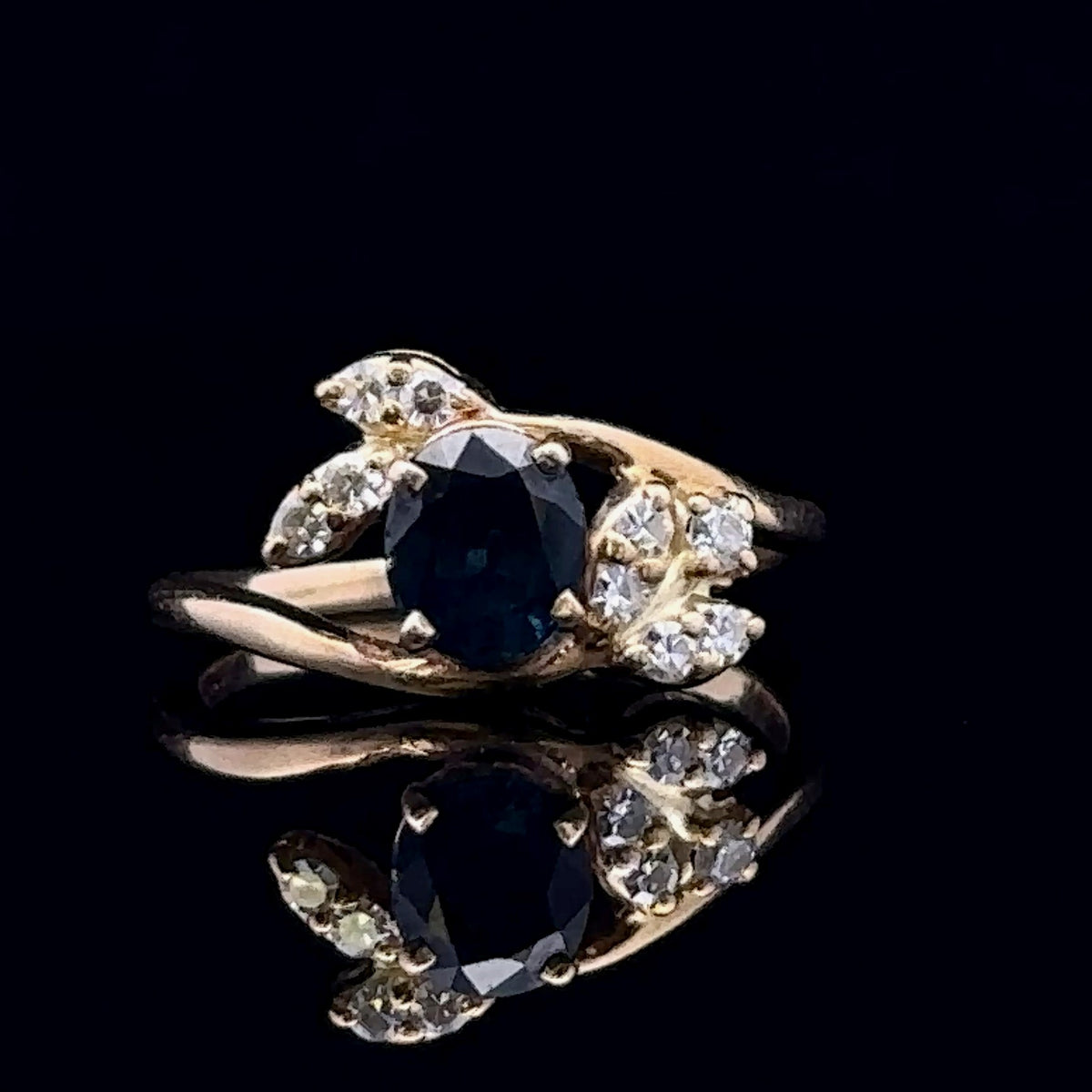 Ellis 18k Yellow Gold Sapphire & Diamond Nature-Inspired Ring