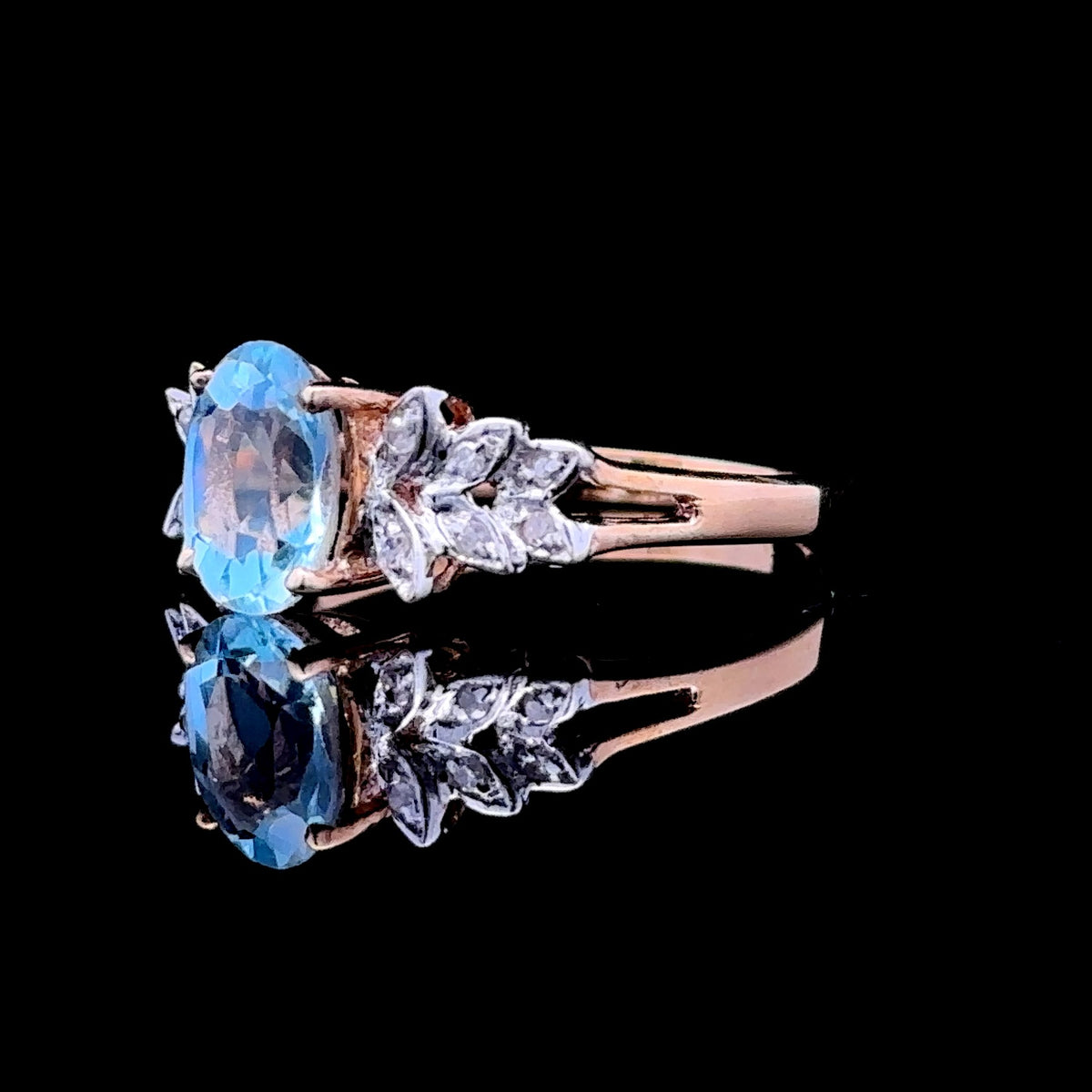 Melanie 14K Yellow Gold Blue Topaz Fashion Ring, Size 7.5