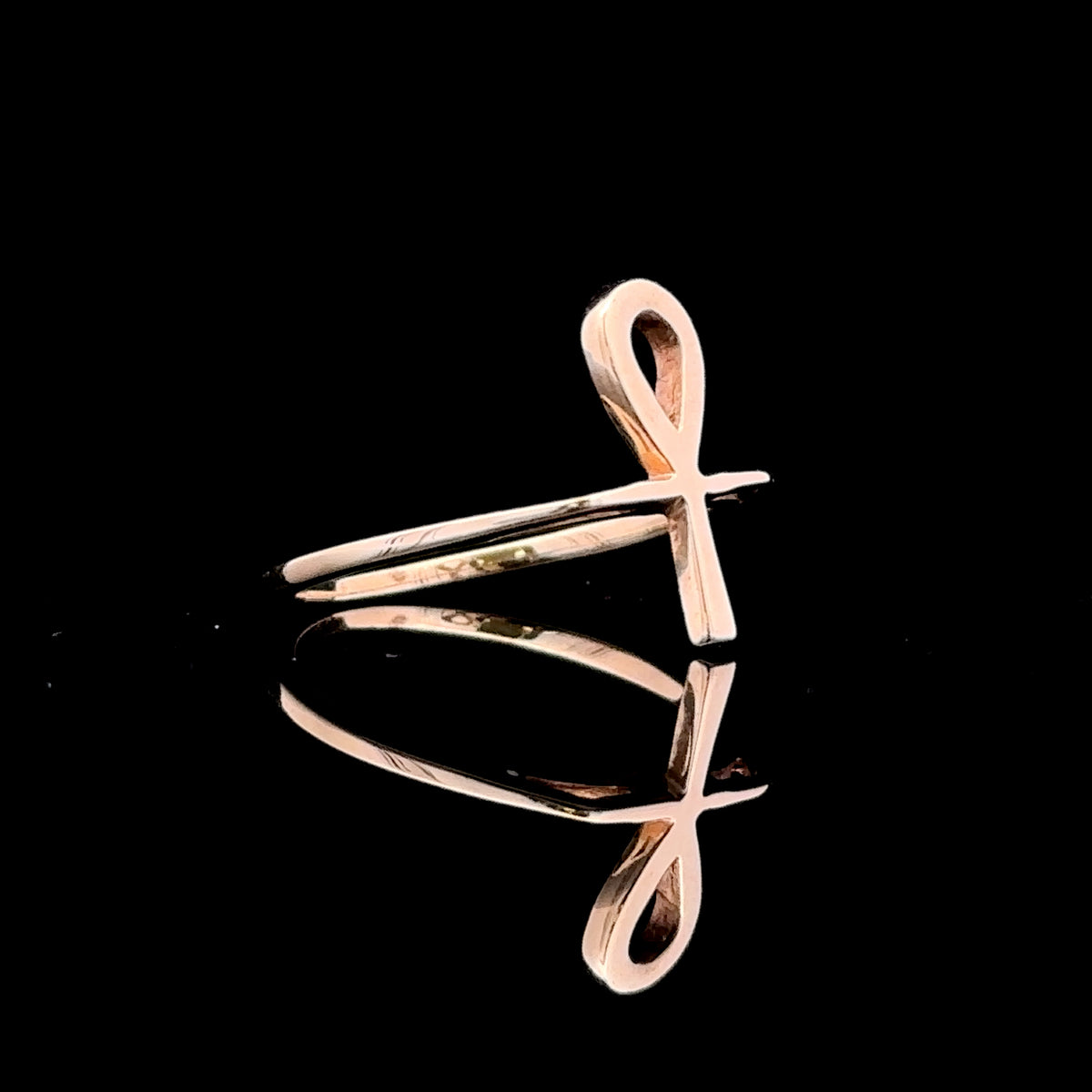 Yellow 14K Contemporary Ankh Ring