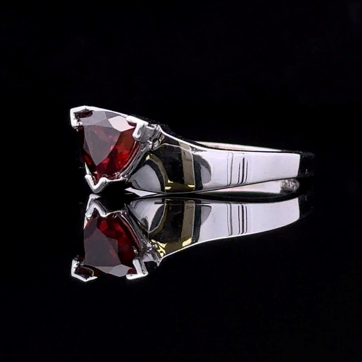 Ryan White 14K Contemporary Ring with Trillian Garnet and Diamond Accents