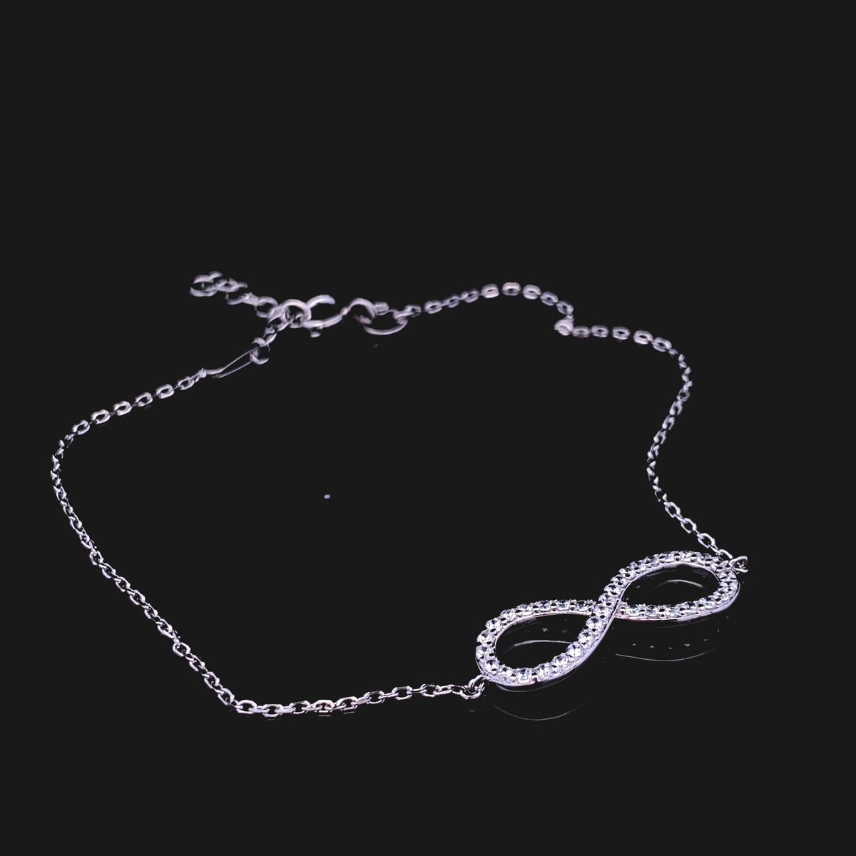 Infinity Bracelet in Silver with CZs