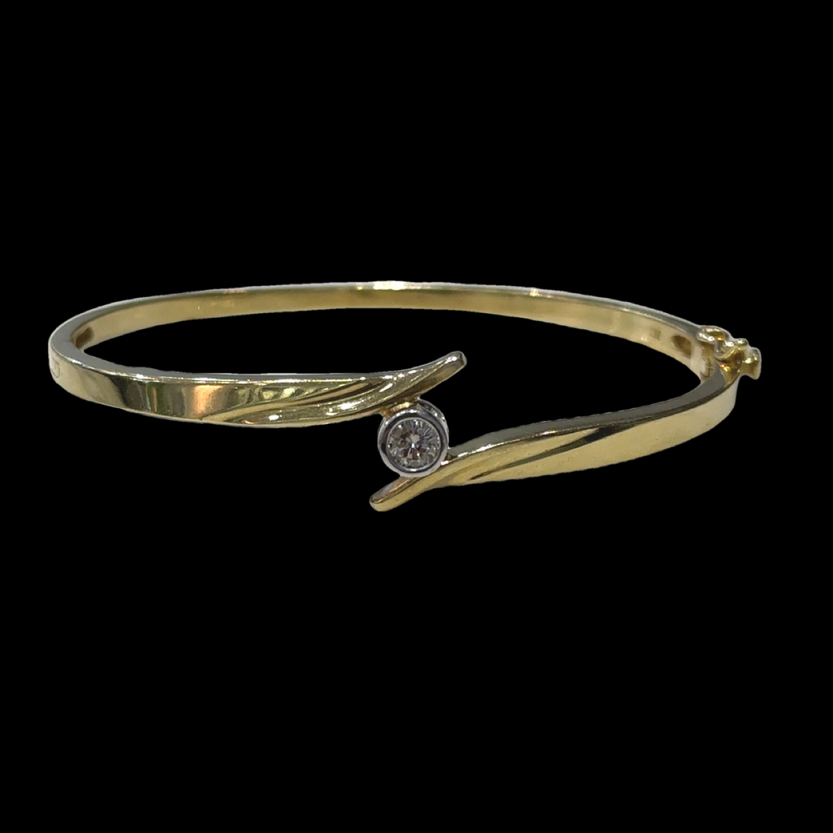 Chris 14K Two-Tone Bezel Set .33 Ct Bypass Bangle