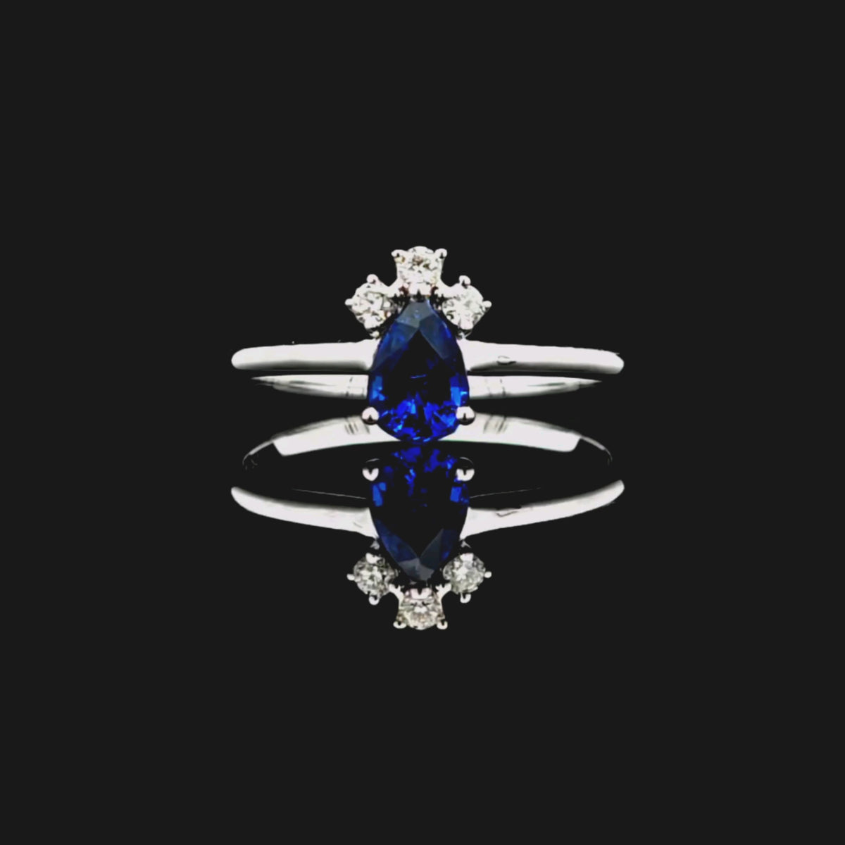 Esmeralda 14K White Gold Art Deco Ring with Blue Sapphire