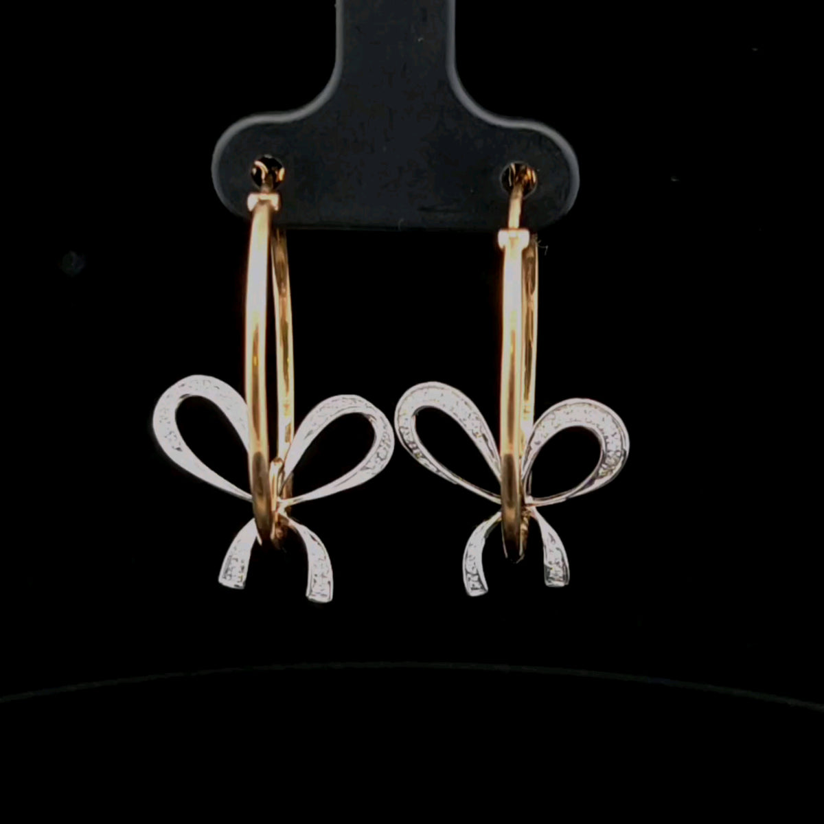 Annie 14K Yellow Gold Medium Hoop Earrings with Diamond Bow
