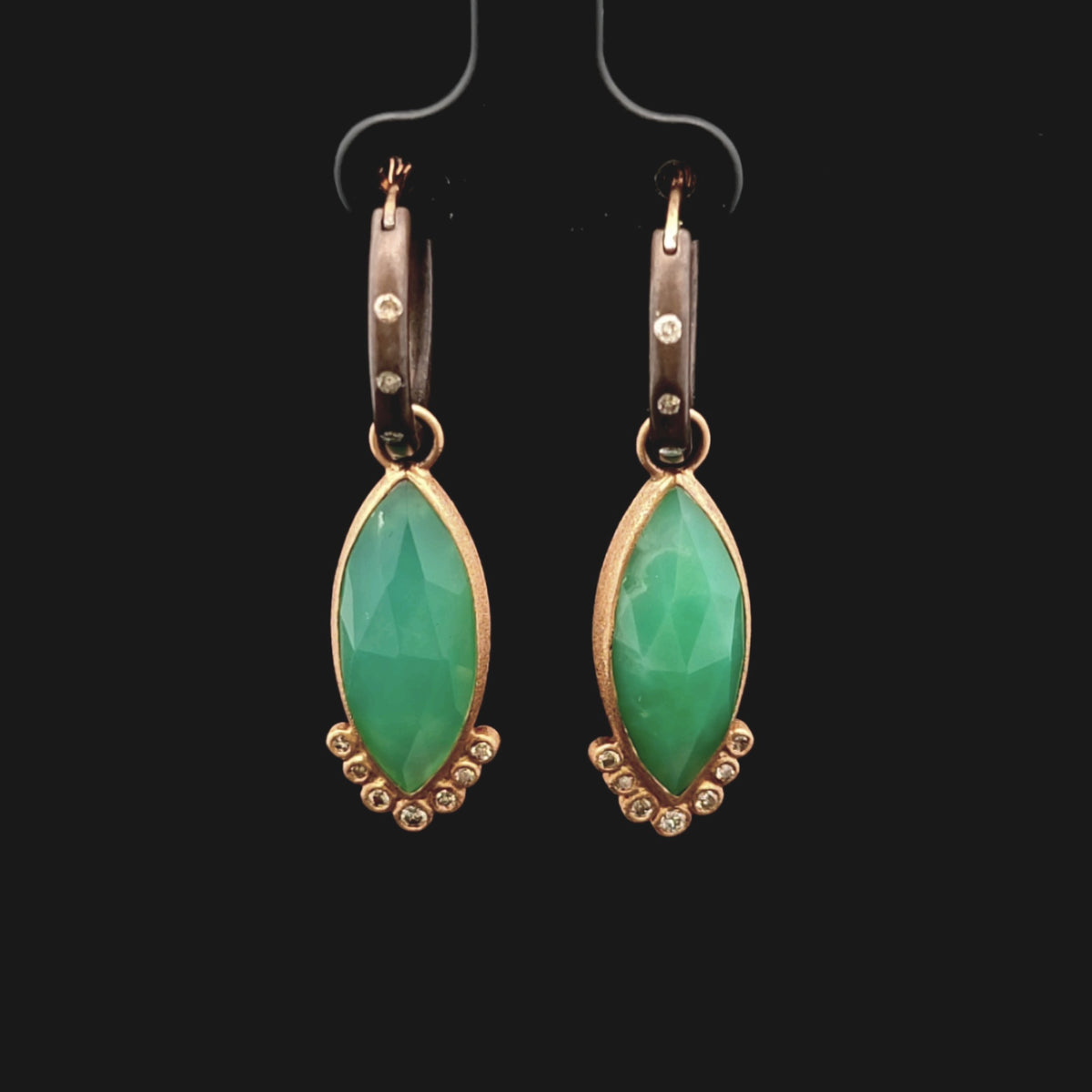 Rona 18K Yellow Gold Chrysoprase and Diamond Dangle Earrings
