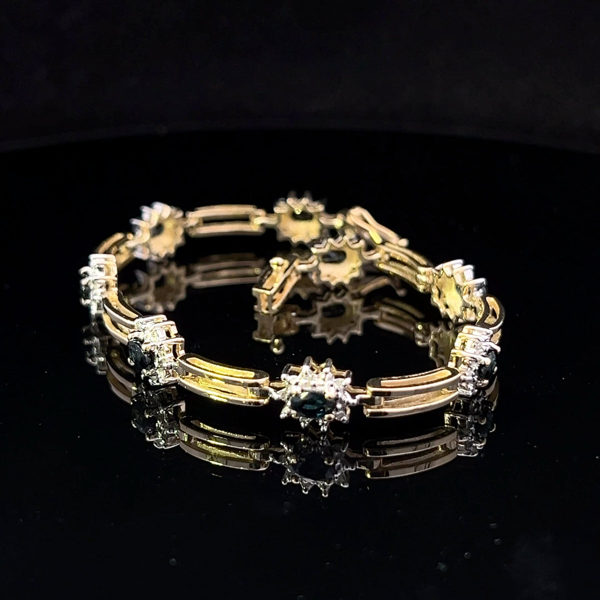 Carolina 14K Two-Tone Oval Sapphire & Diamond Bracelet