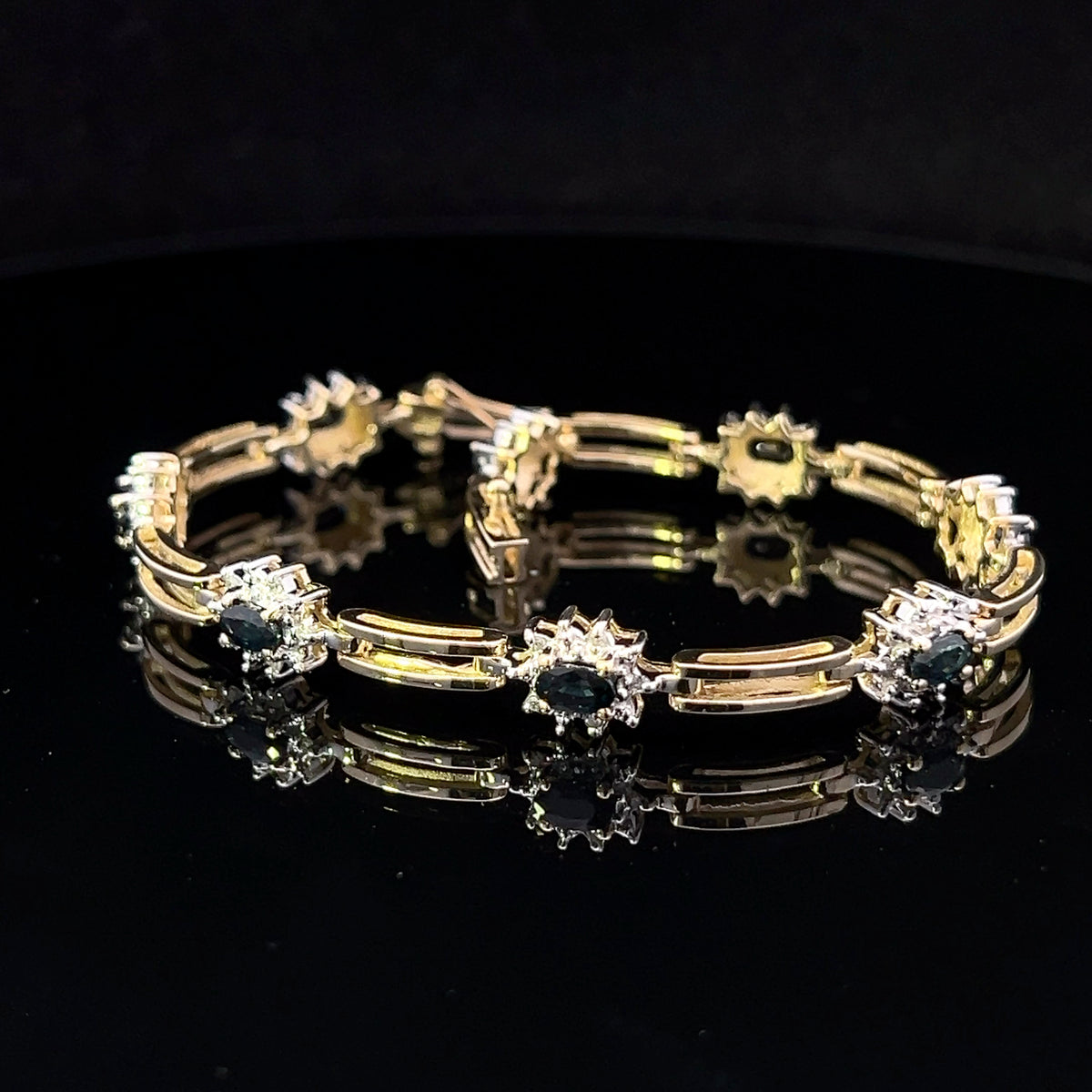 Carolina 14K Two-Tone Oval Sapphire & Diamond Bracelet