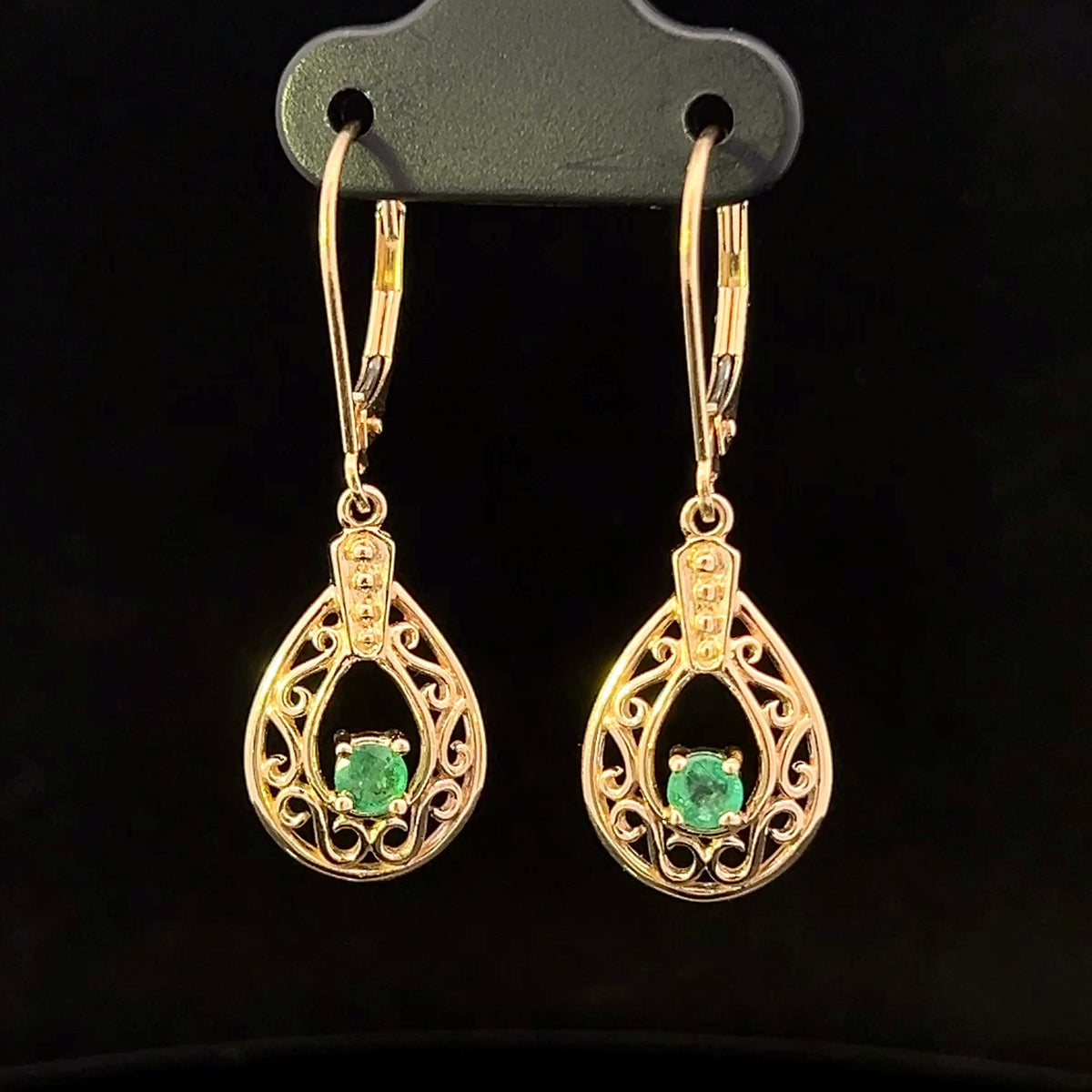 Ariel 14K Yellow Gold .50 ctw Emerald Dangle Earrings