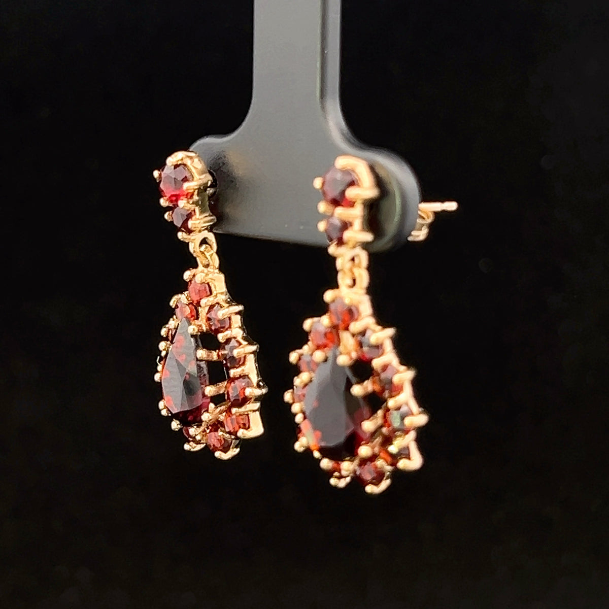 Ansley 14K Yellow Gold Bohemian 2.48 ctw Garnet Dangle Earrings