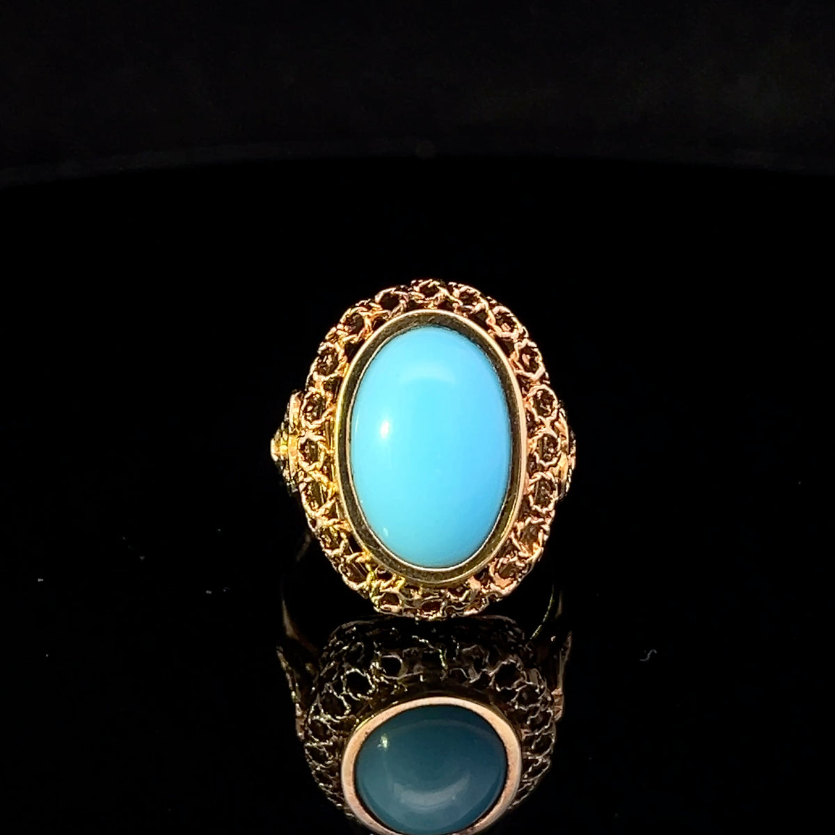 Kehlani 18KY Turquoise Oval Cabochon Ring