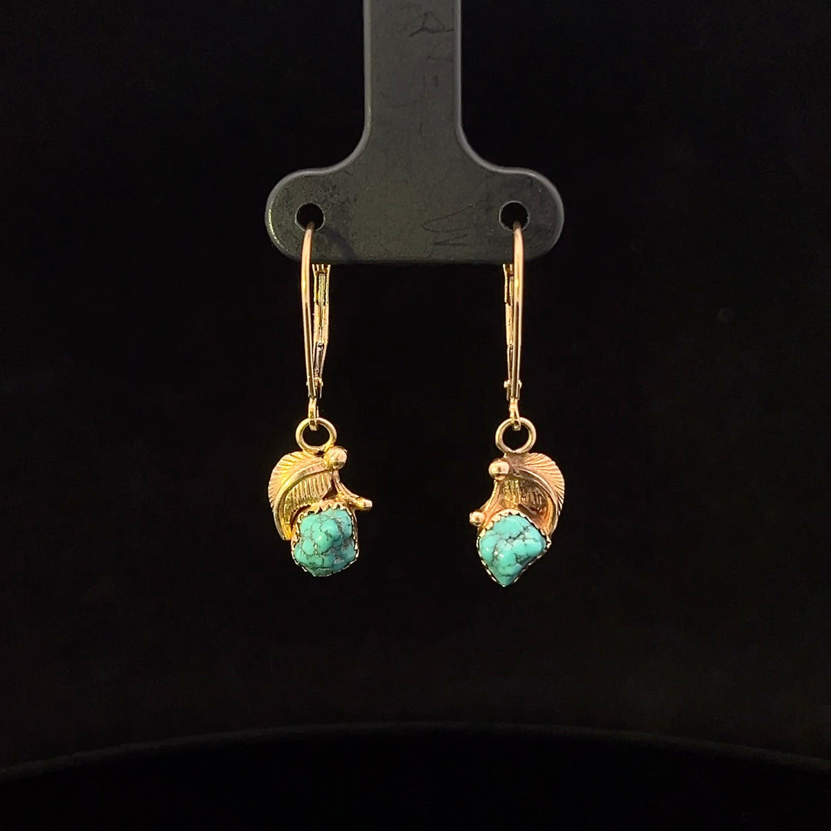 Cecilia 14KY Turquoise Nugget Dangle Earrings