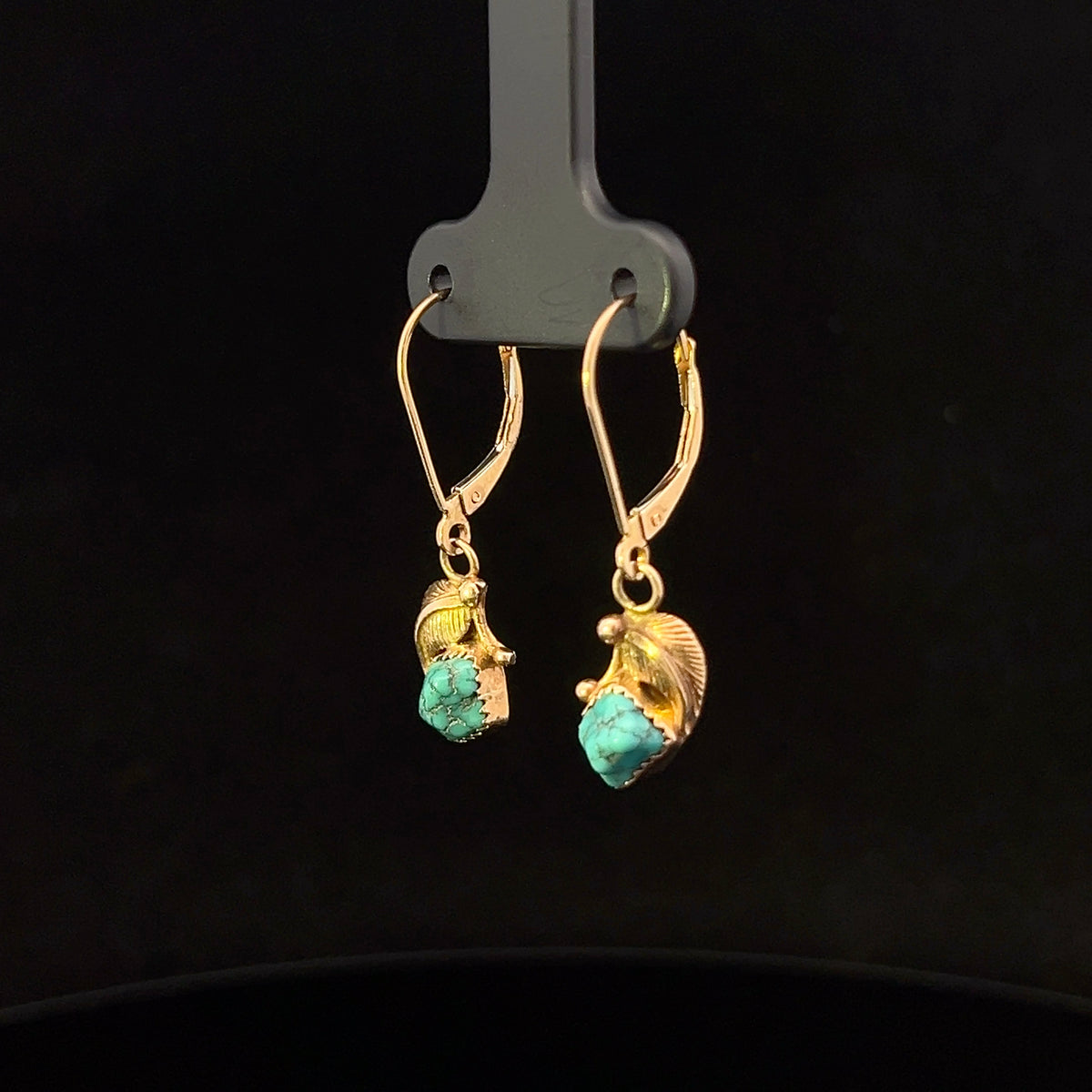 Cecilia 14KY Turquoise Nugget Dangle Earrings