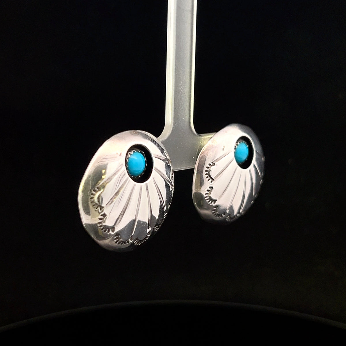 Jessie S/S Large Button Turquoise Earrings
