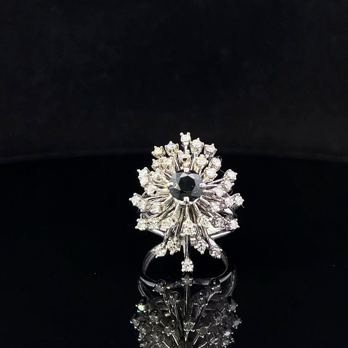 Nylah 14K White Gold 1.10 CT Sapphire & 1 CTW Diamond Burst Ring