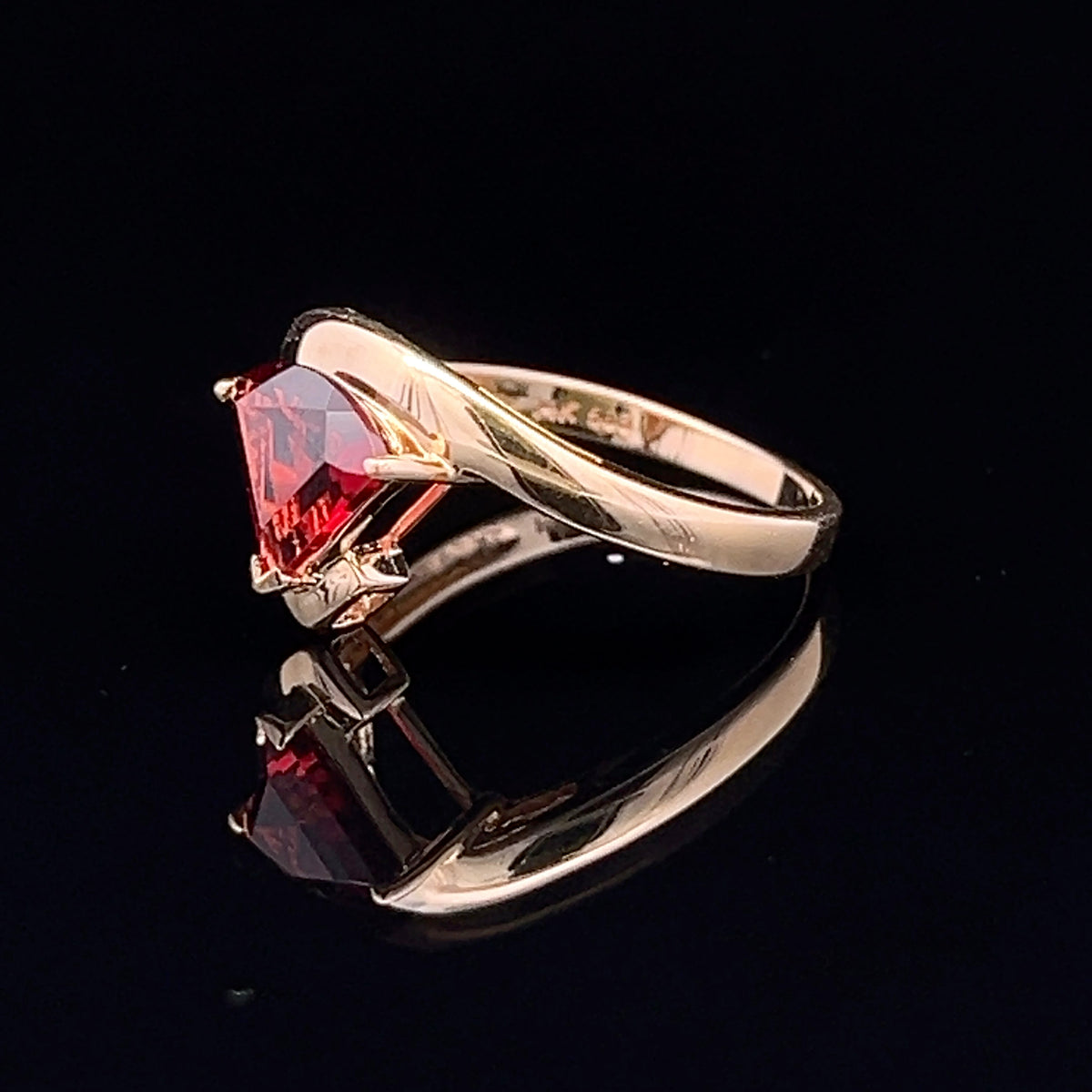 Zelda 14KY Fancy Trillion Shape Garnet Ring