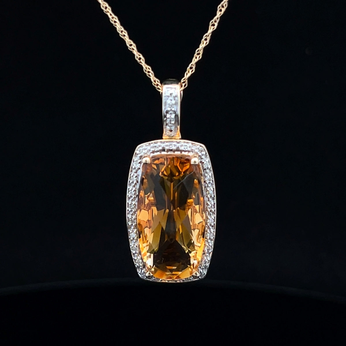 Yellow 14K Citrine & Diamond Drop Necklace