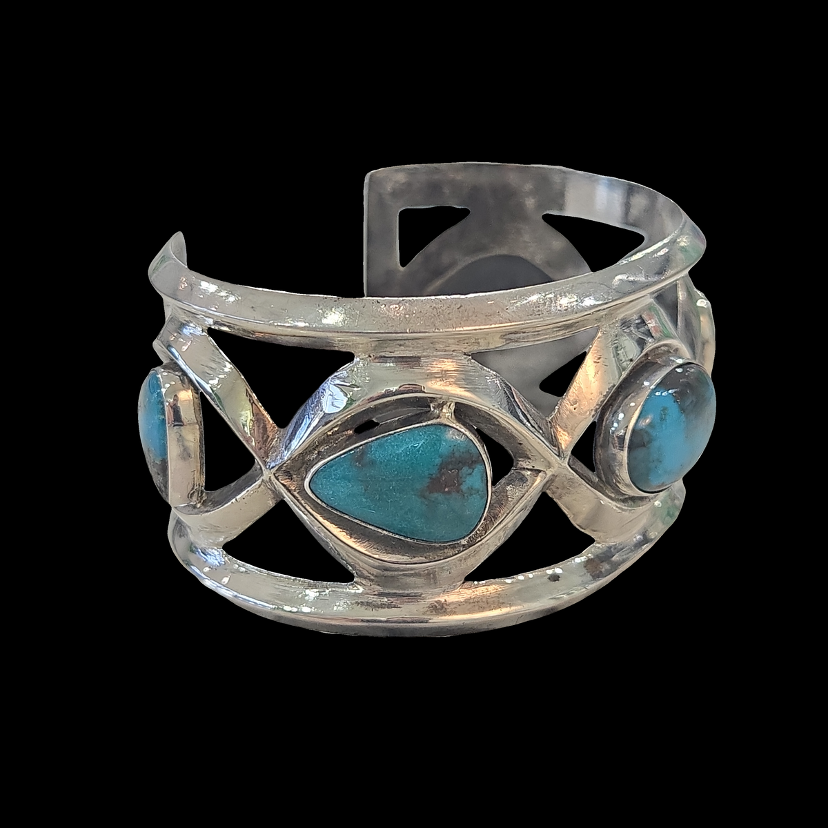 Vintage Navajo Bisbee Turquoise Cuff Circa 1940