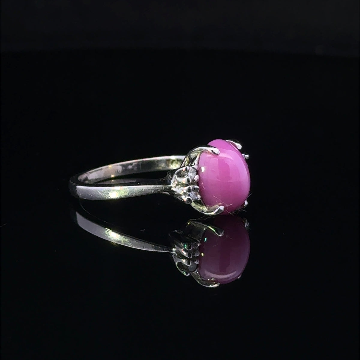 Wisteria 14k White Gold Diamond & Synthetic Star Ruby Ring