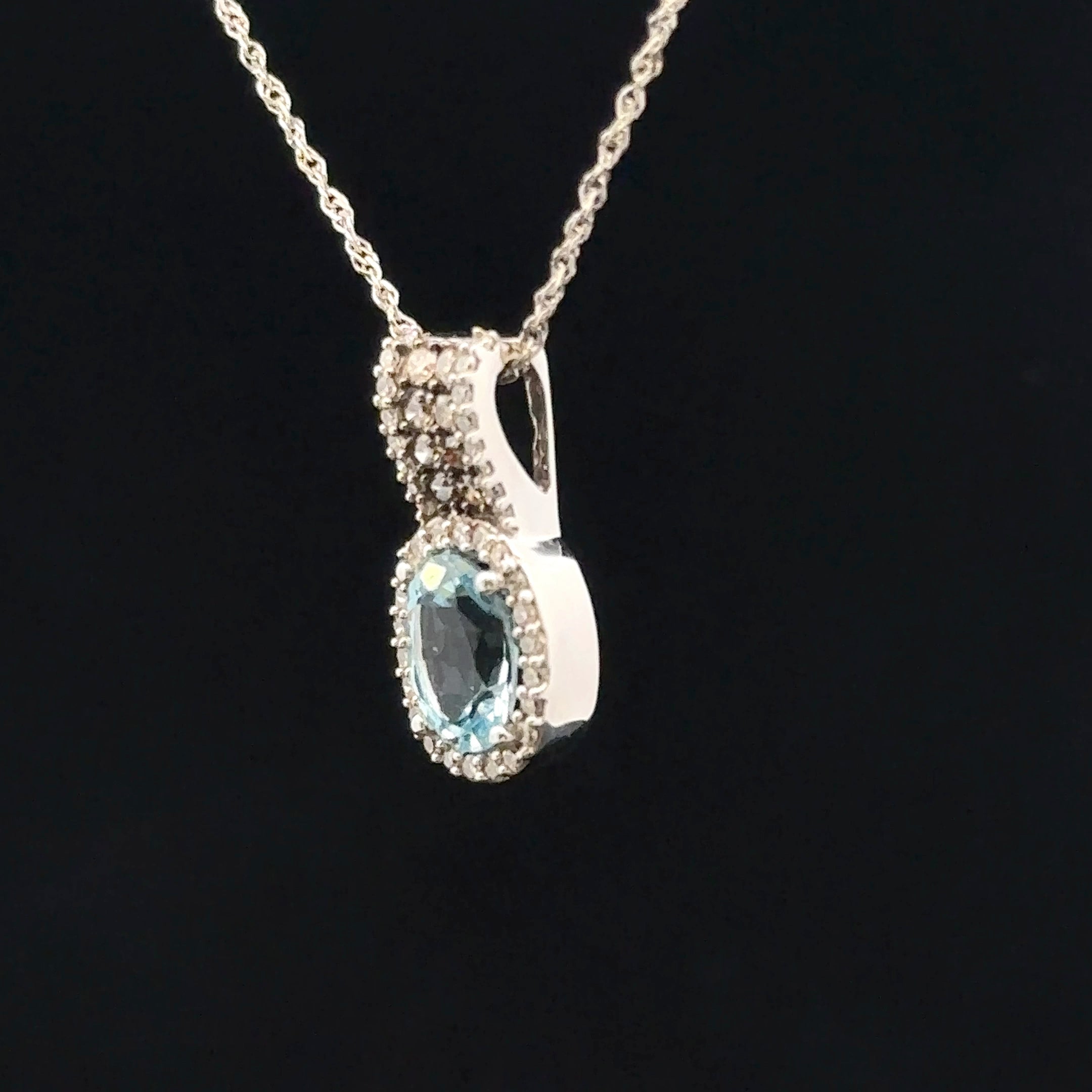 Keilani 14K White Gold Aquamarine Necklace with Chocolate & White Diamonds