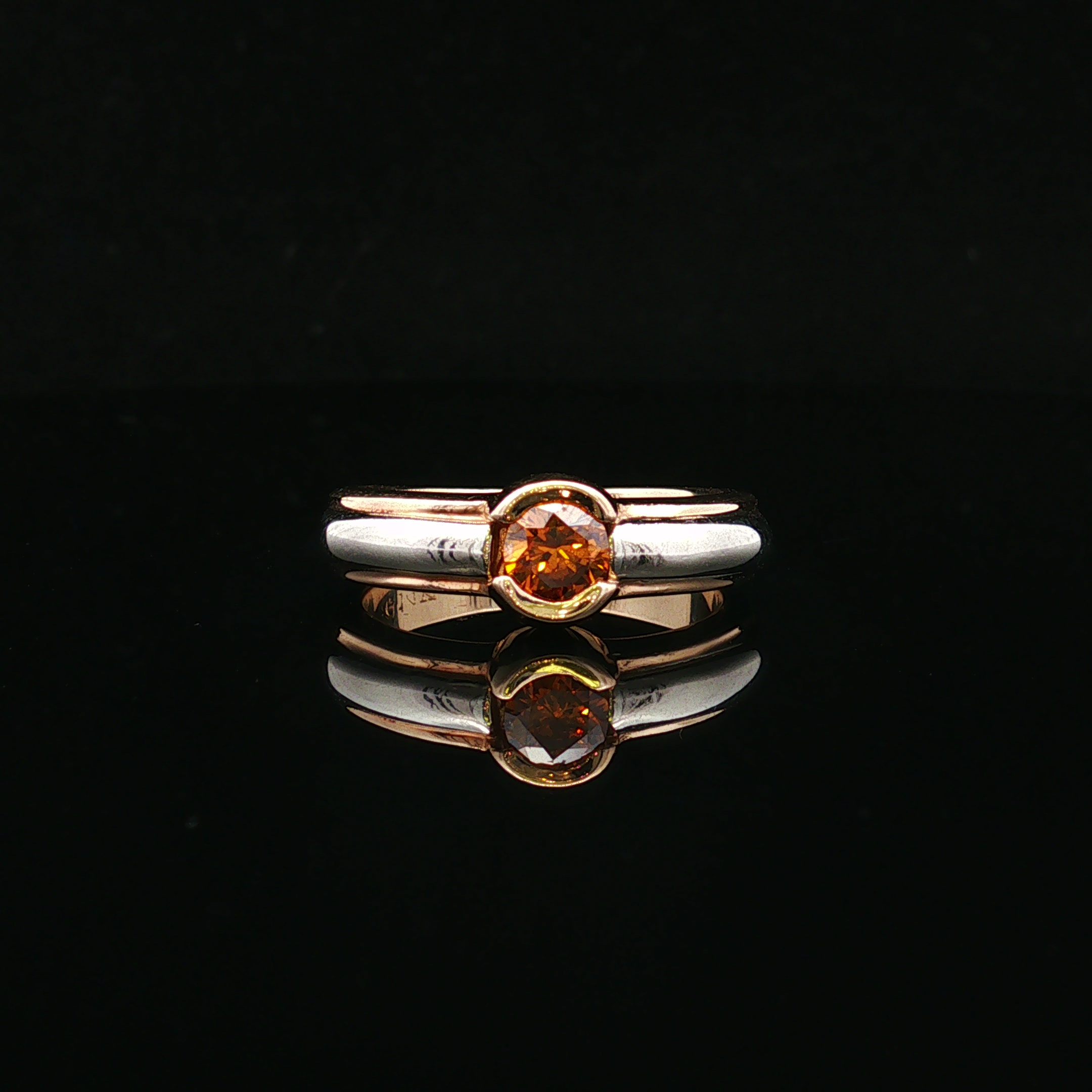 Briellelyn 14K Two Tone Orange Diamond Bezel Ring
