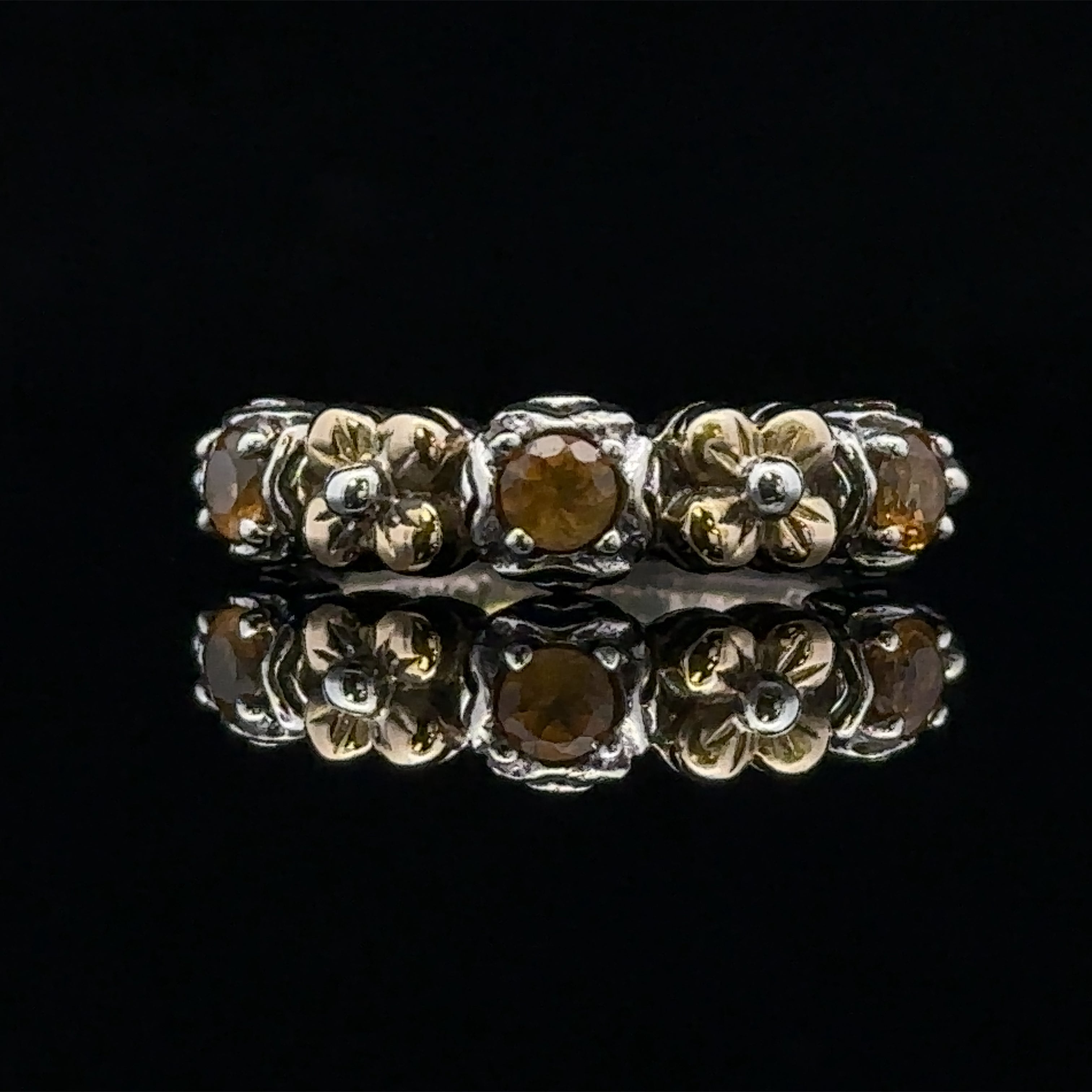 Barbara Bixby Two-Tone Citrine Ring – Sterling & 18K – Size 6