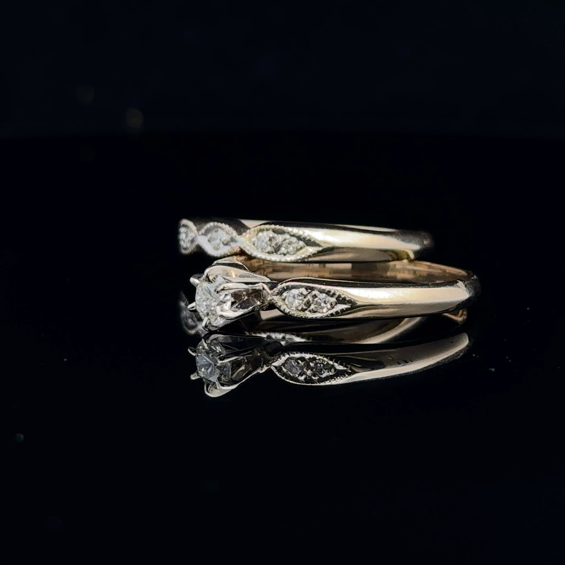 Genevieve Vintage-Style 14K Yellow Gold Wedding Set