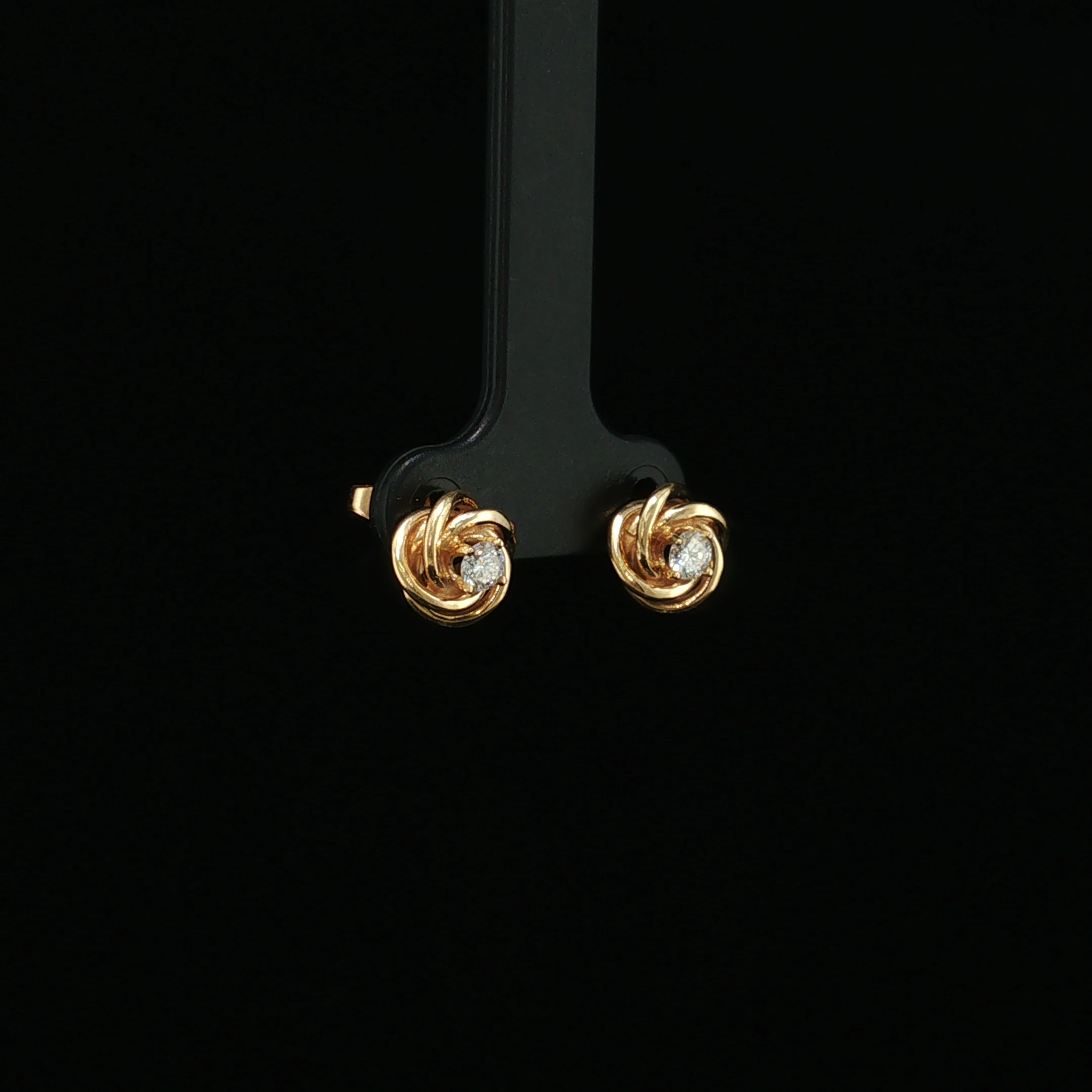 Amora 14K Yellow Gold Knot Diamond Stud Earrings