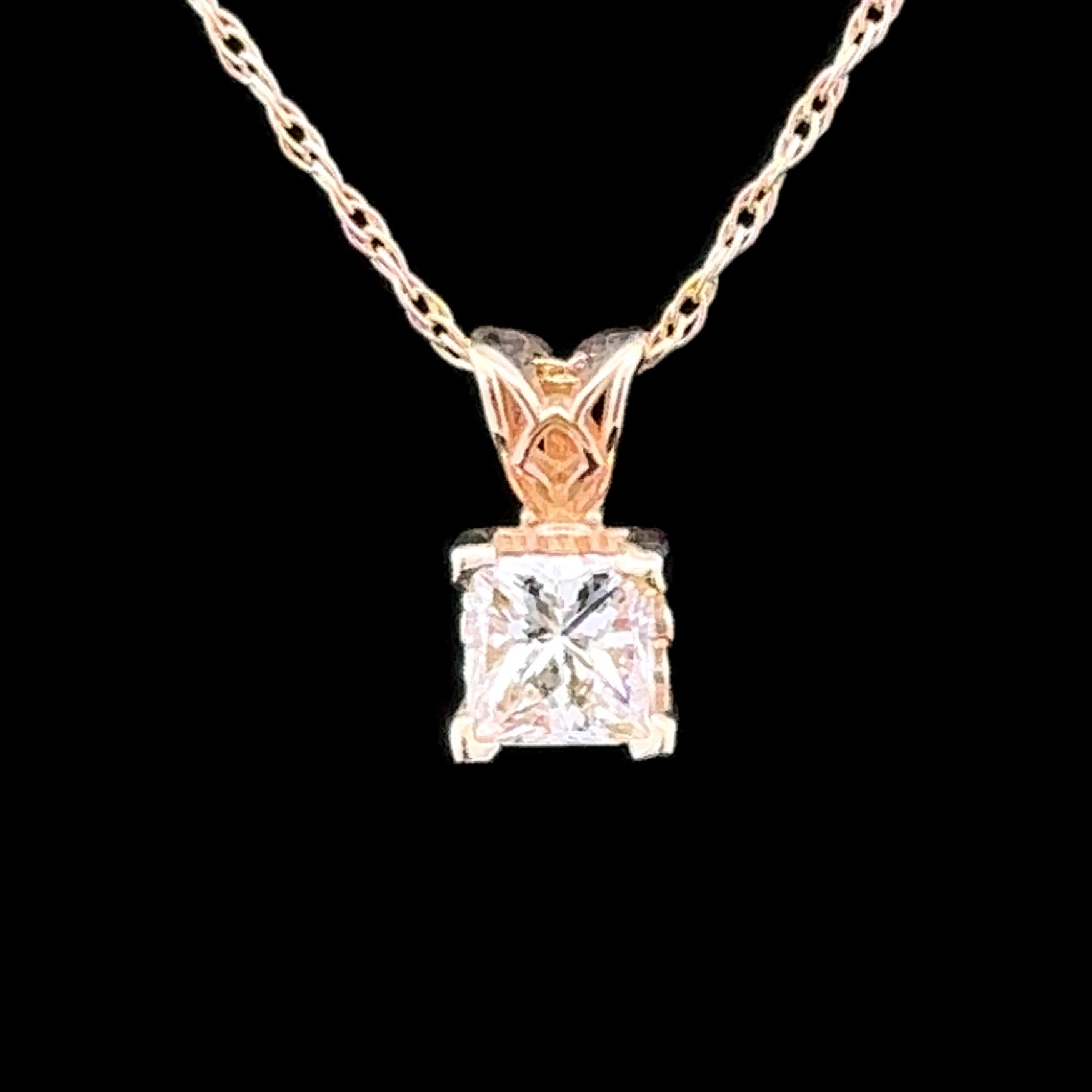 Aquaria 14K Yellow Gold 0.66 CT Princess Cut Diamond Necklace