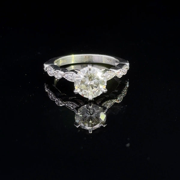 Nylah Ring 14K white gold engagement ring with 1.34ct K VS1 round diamond.