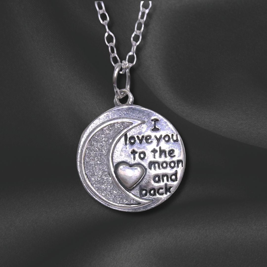 Moon and Back Silver Pendant