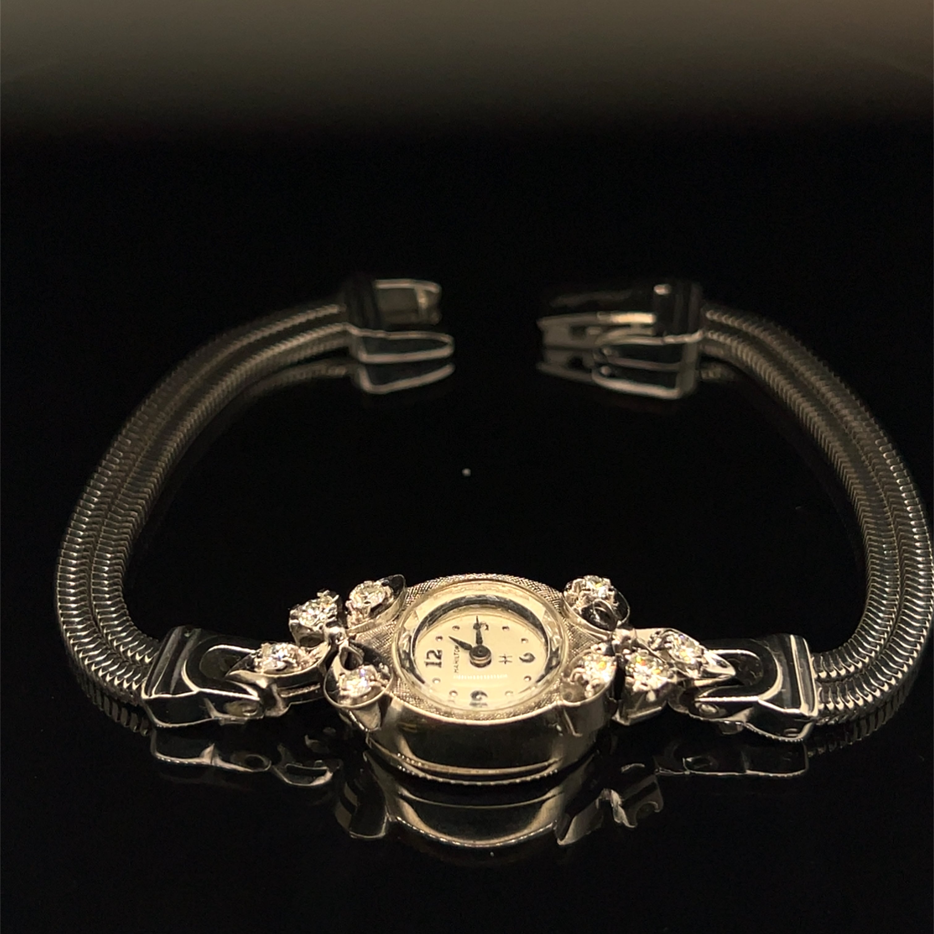 Ladies Hamilton 14K White Gold Manual Watch with .40 CTW Diamonds & Stainless Bracelet