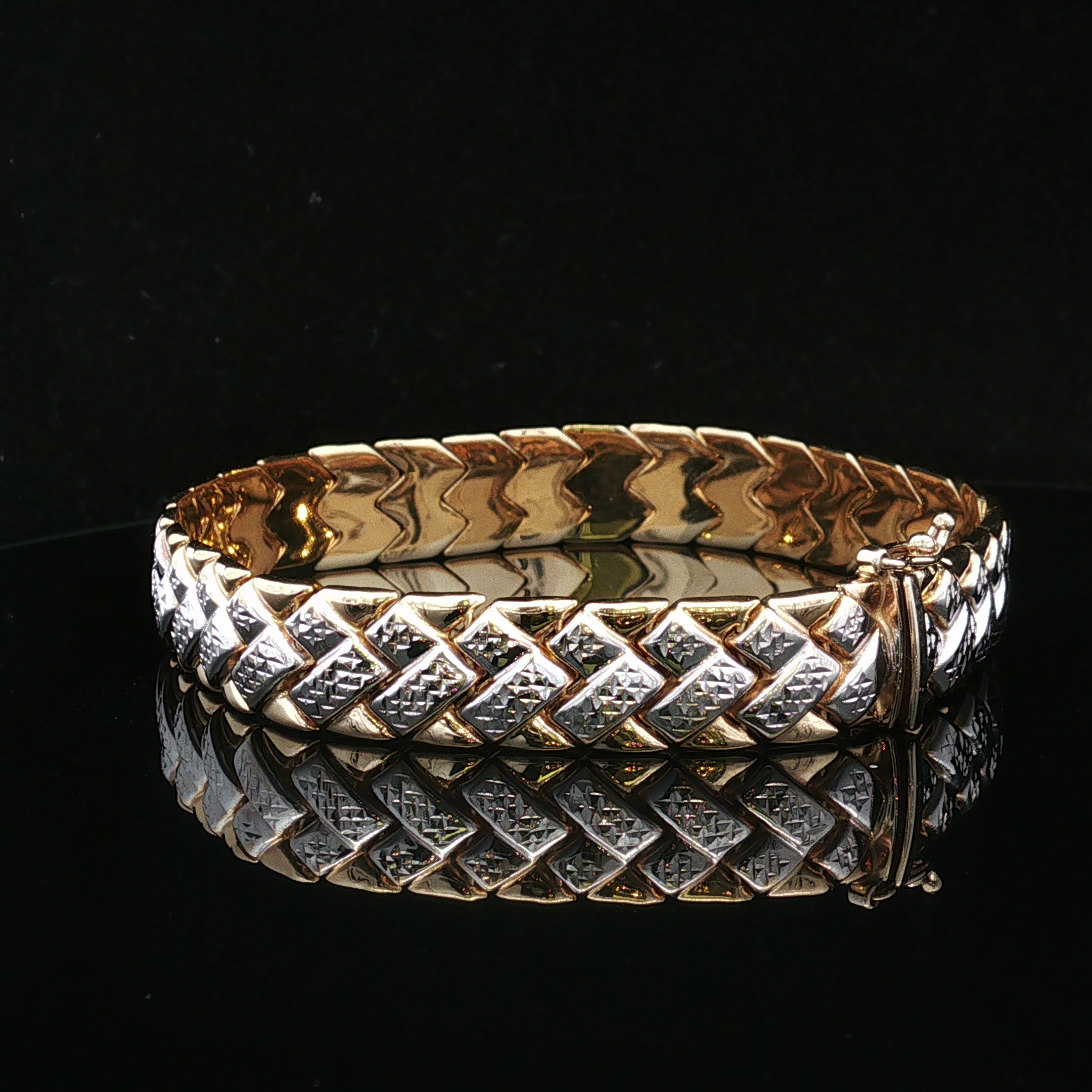 Freyarose 14K Two-Tone Diamond Cut Bracelet