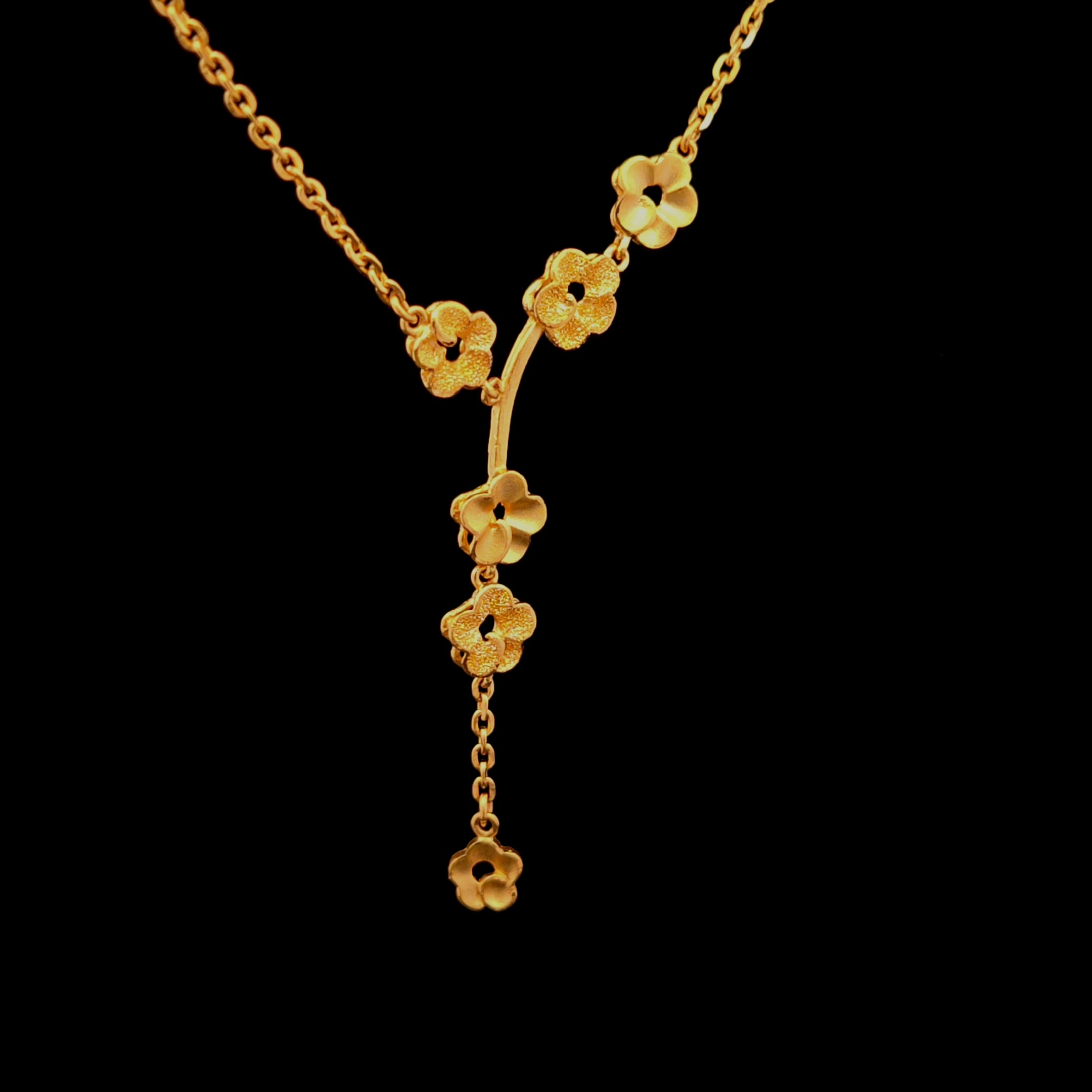 Flora 22KY Multi Flower Lariat Necklace