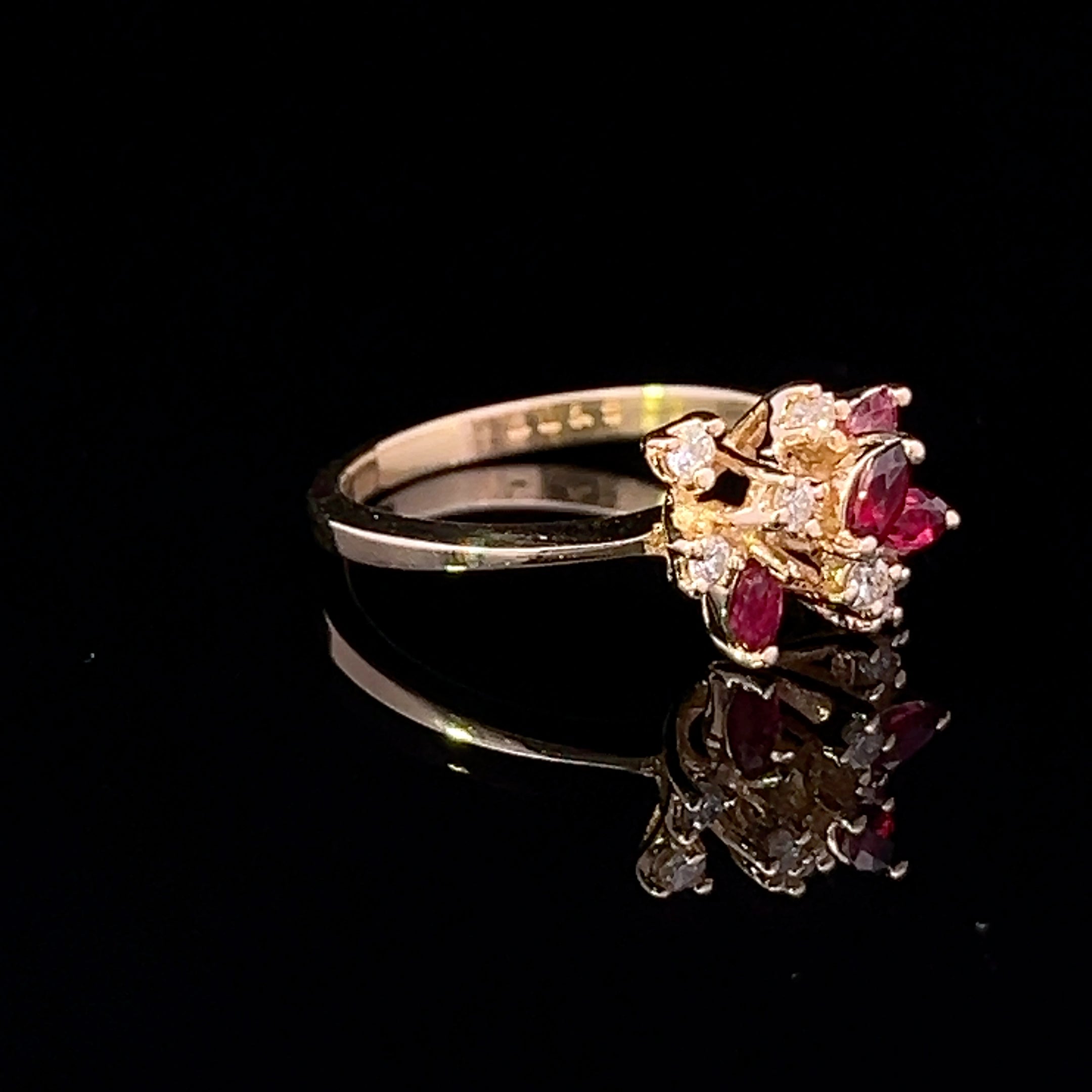 Ashlyn 14KY .44CTW Marquise Ruby & .21CTW Diamond Ring