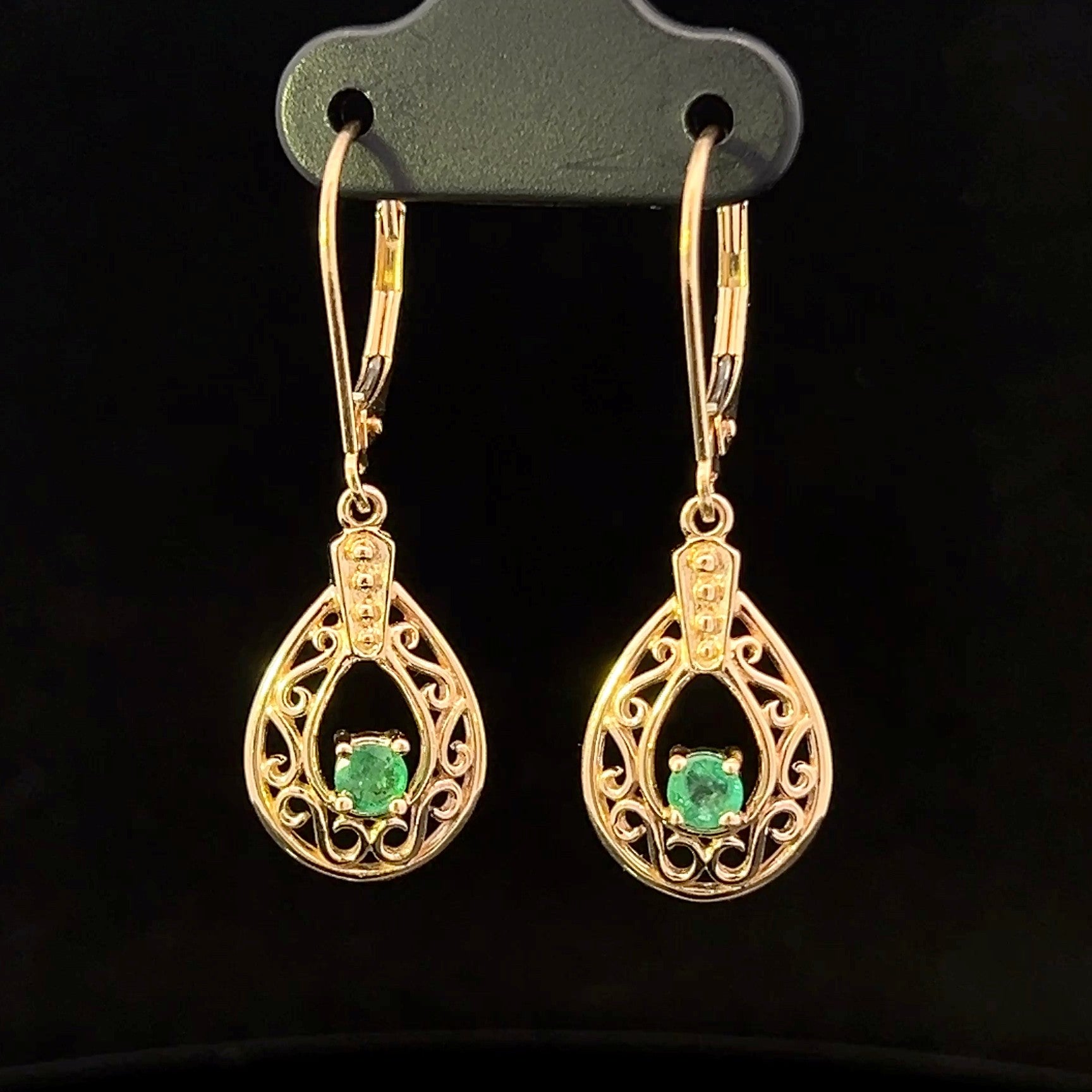 Ariel 14K Yellow Gold .50 ctw Emerald Dangle Earrings