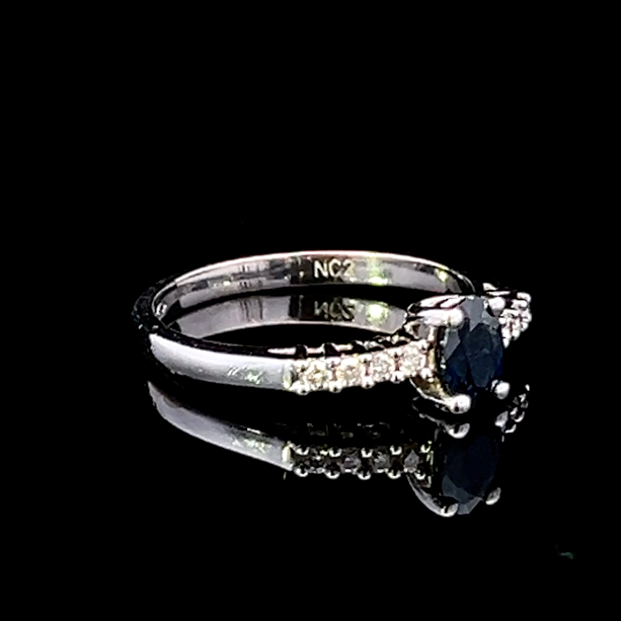 Madalyn 14K White Gold Oval Sapphire & Diamond Ring