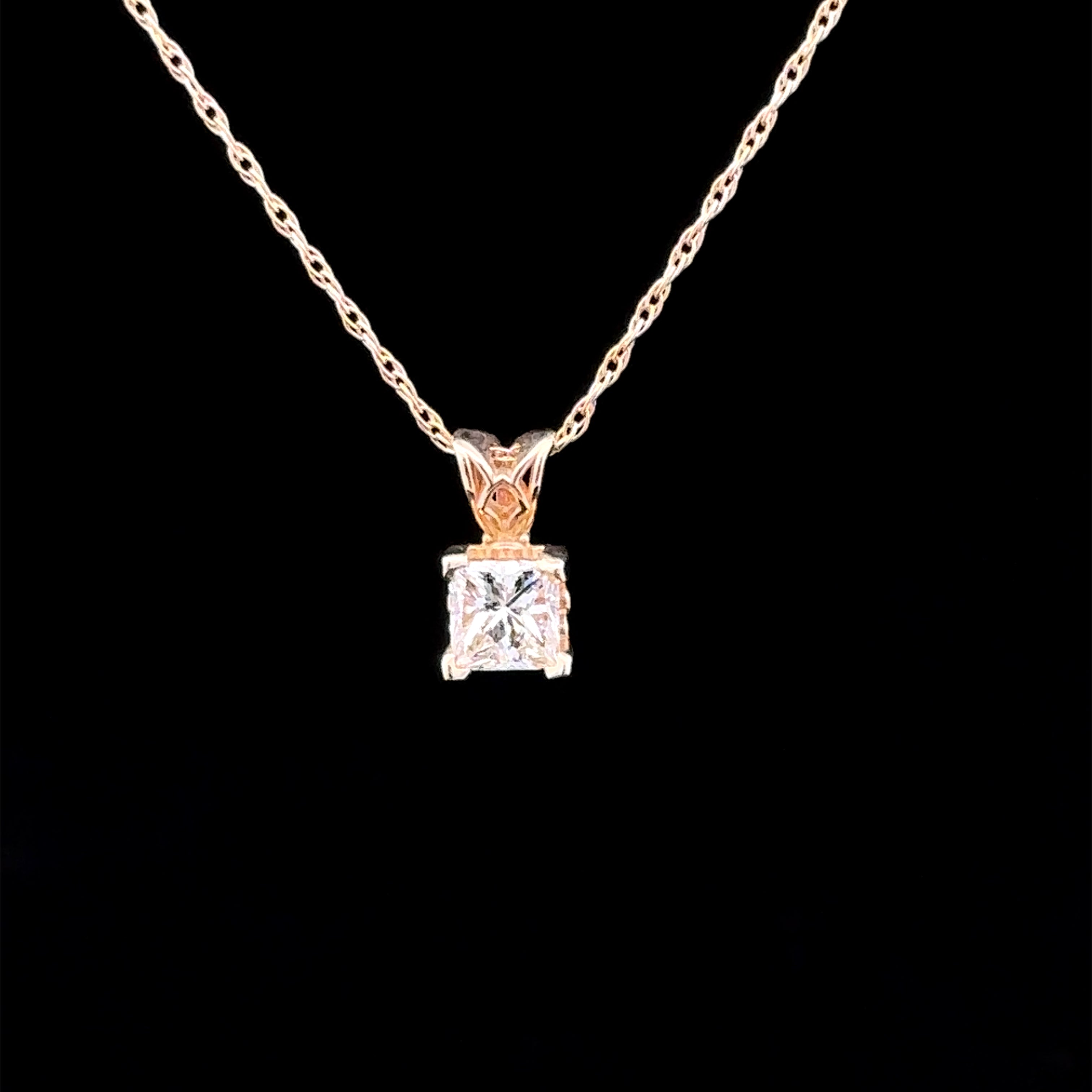 Aquaria 14K Yellow Gold 0.66 CT Princess Cut Diamond Necklace