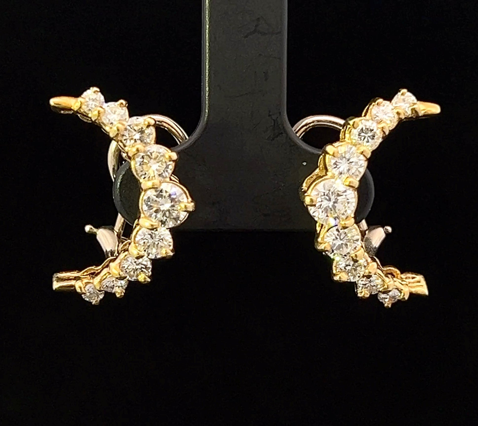Christina 18K Yellow Gold 2.00 CTW Half-Moon Diamond Earrings